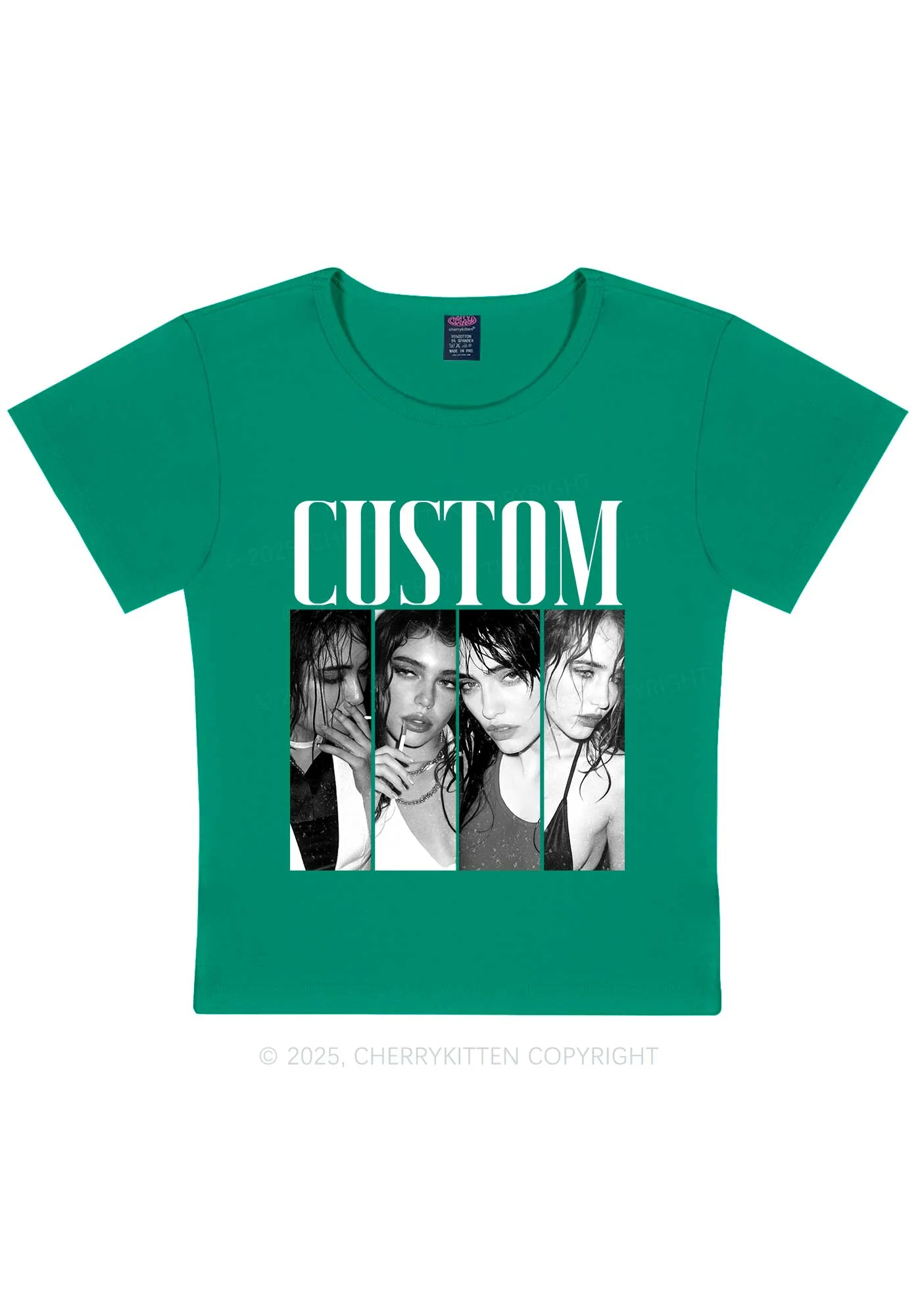 Custom Baddie Girls Photo Y2K Baby Tee Cherrykitten - Image 12