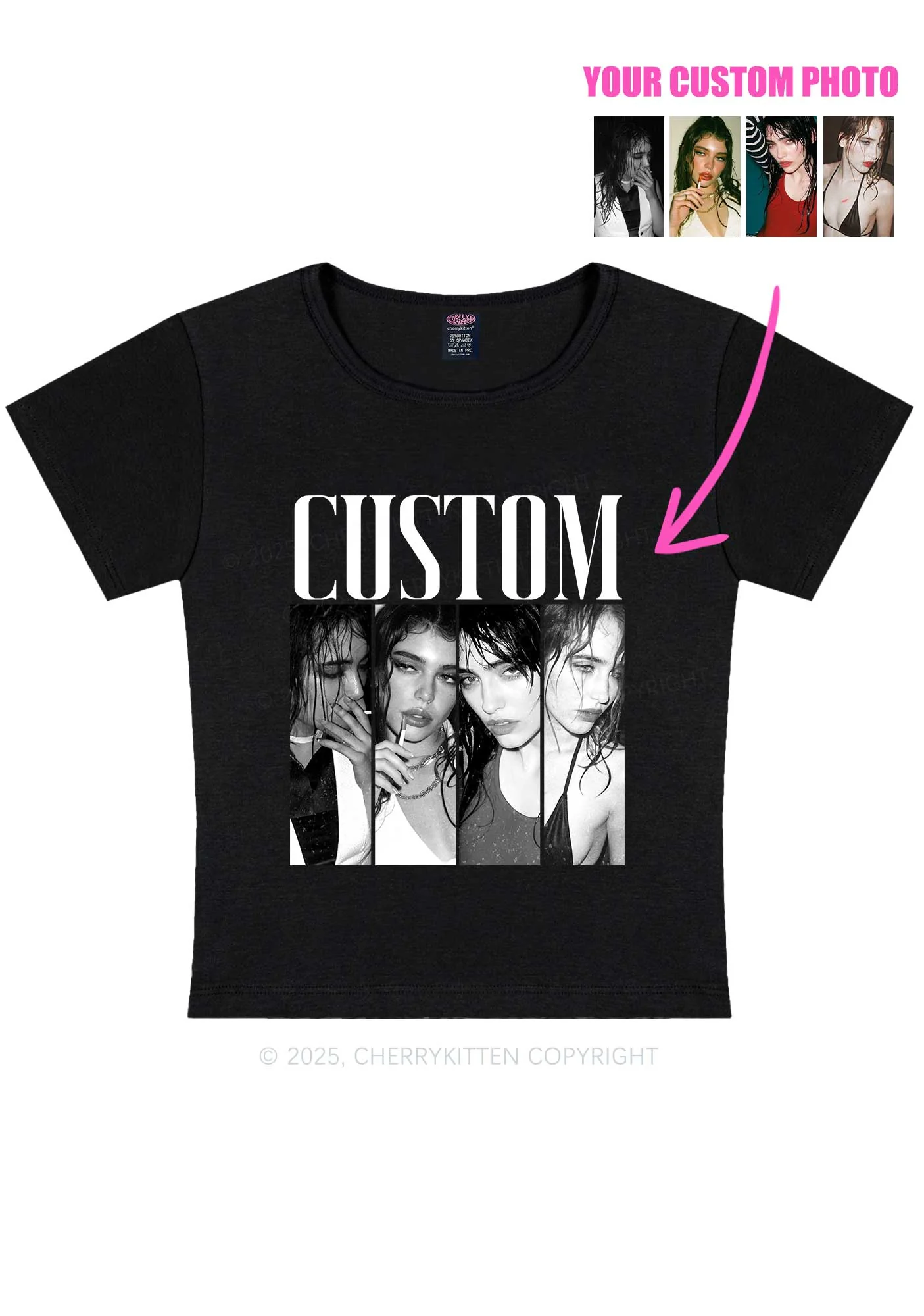 Custom Baddie Girls Photo Y2K Baby Tee Cherrykitten - Image 3