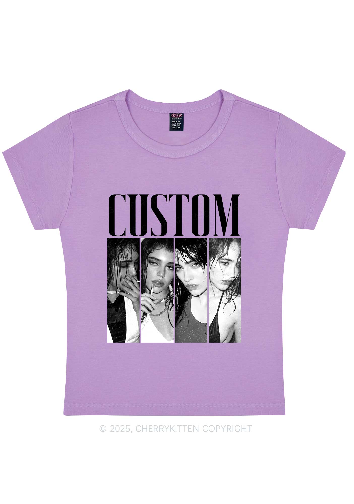 Custom Baddie Girls Photo Y2K Baby Tee Cherrykitten - Image 5