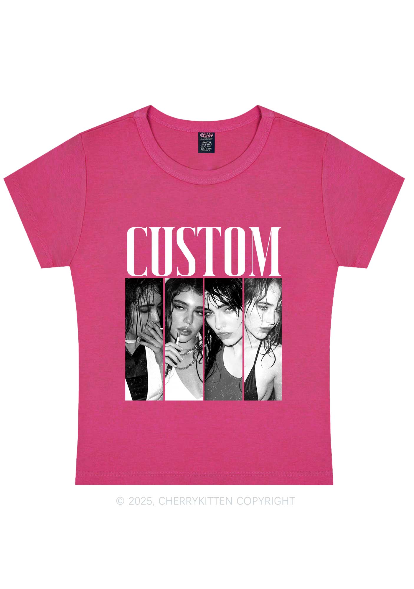 Custom Baddie Girls Photo Y2K Baby Tee Cherrykitten - Image 6