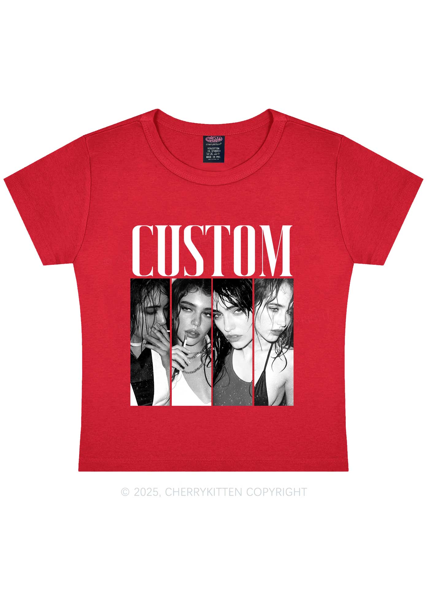 Custom Baddie Girls Photo Y2K Baby Tee Cherrykitten - Image 7