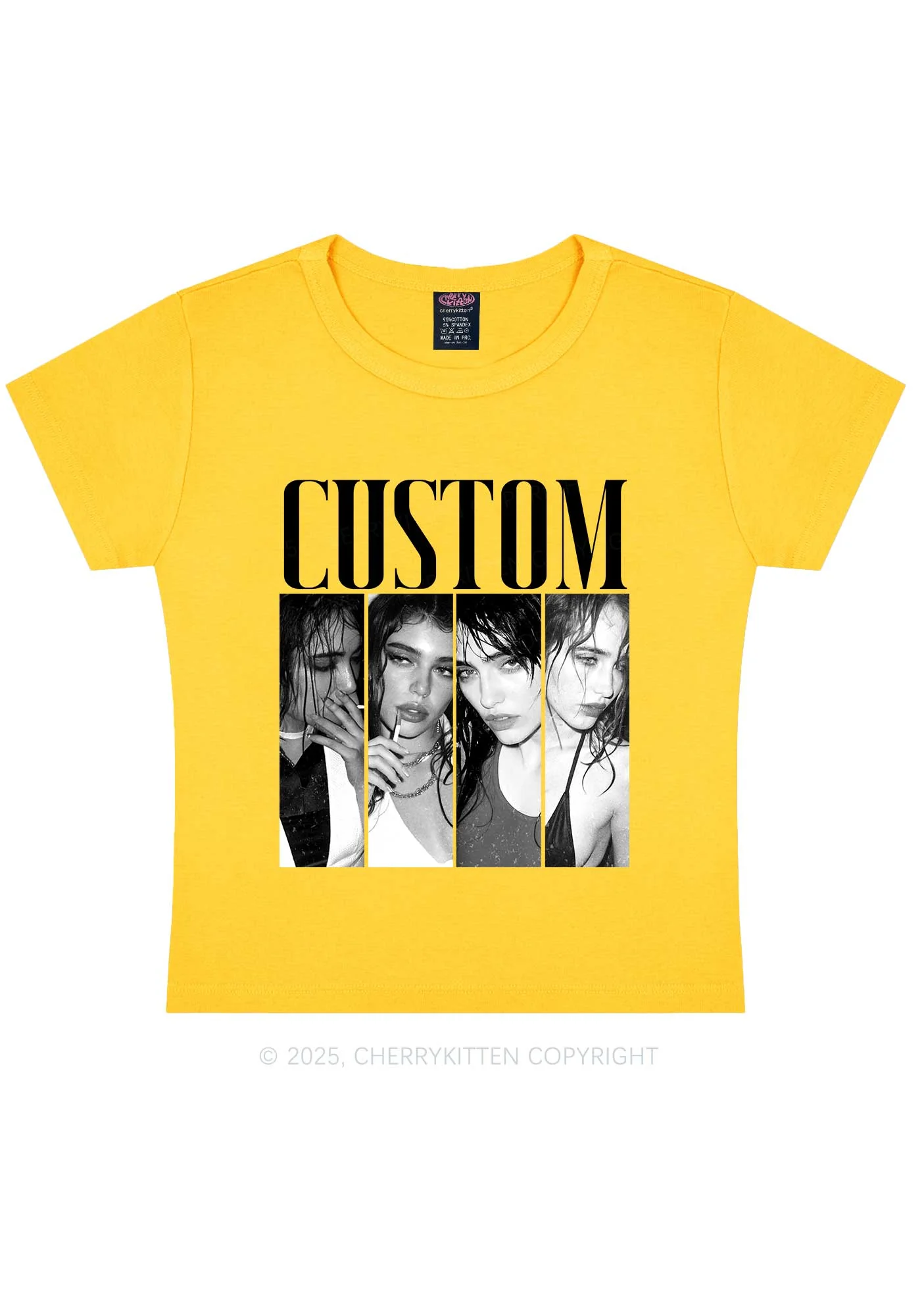 Custom Baddie Girls Photo Y2K Baby Tee Cherrykitten - Image 8