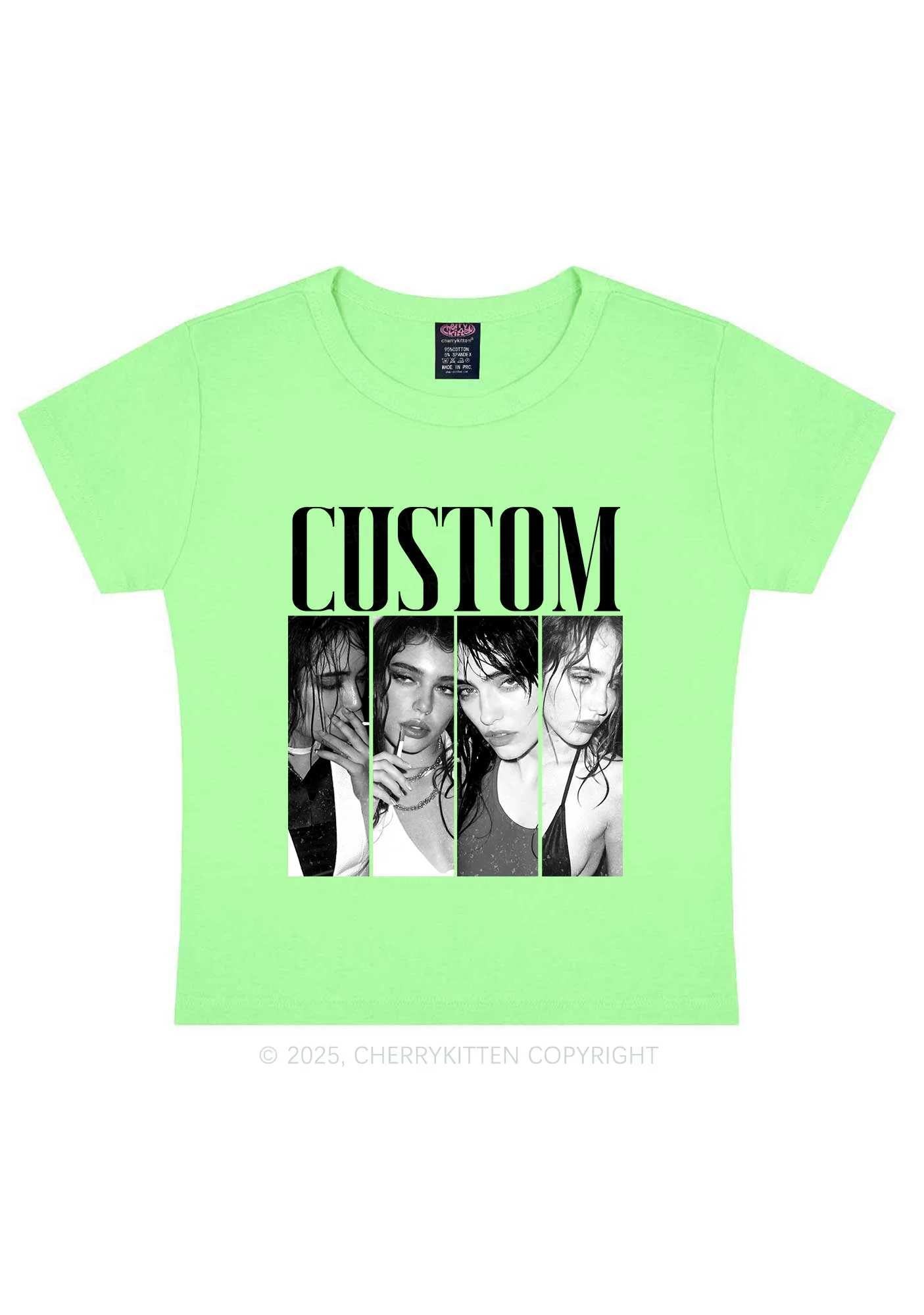 Custom Baddie Girls Photo Y2K Baby Tee Cherrykitten - Image 9
