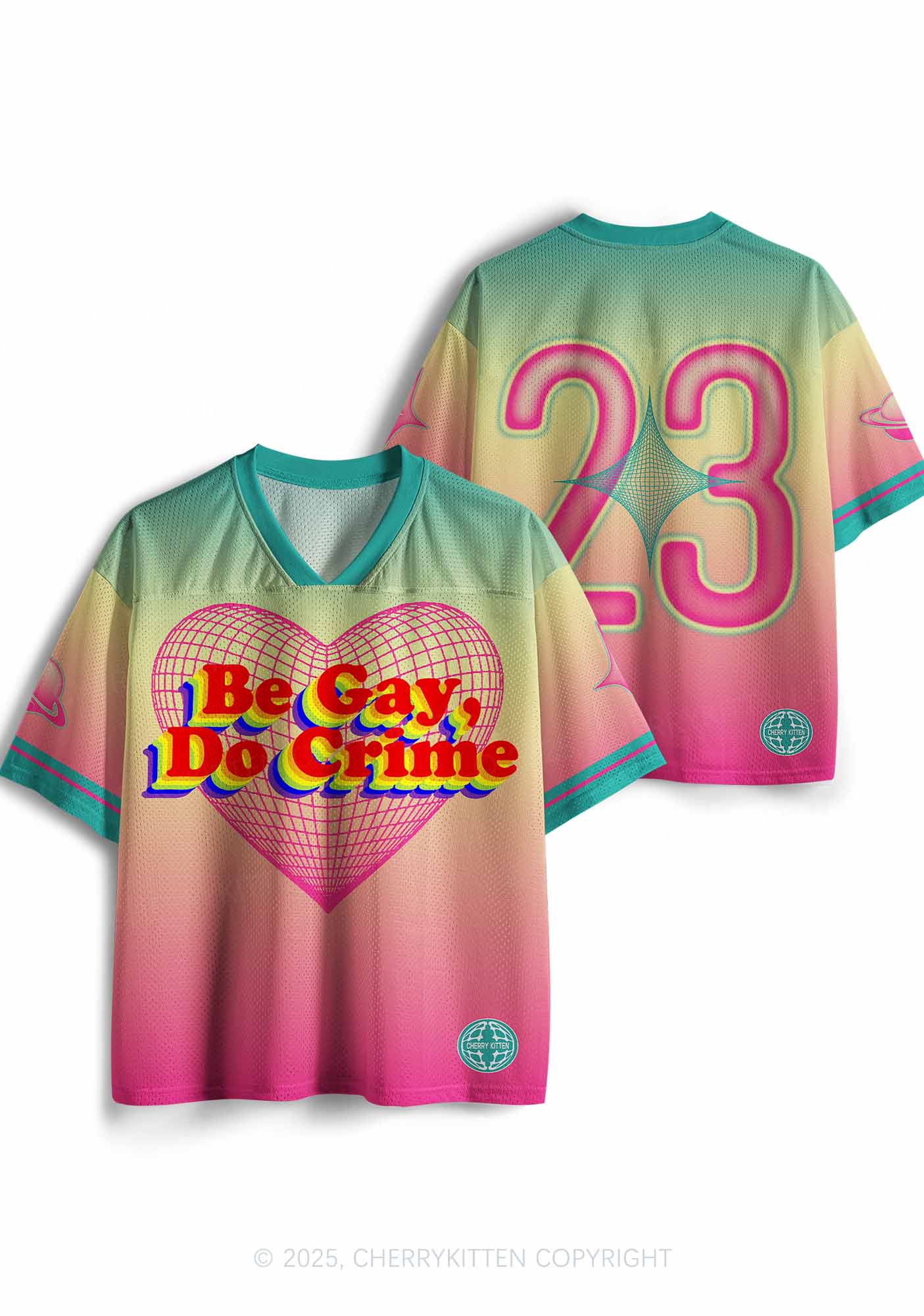 Custom Be Gay Do Crxme Pride Y2K Sport Jersey Shirts Cherrykitten - Image 3