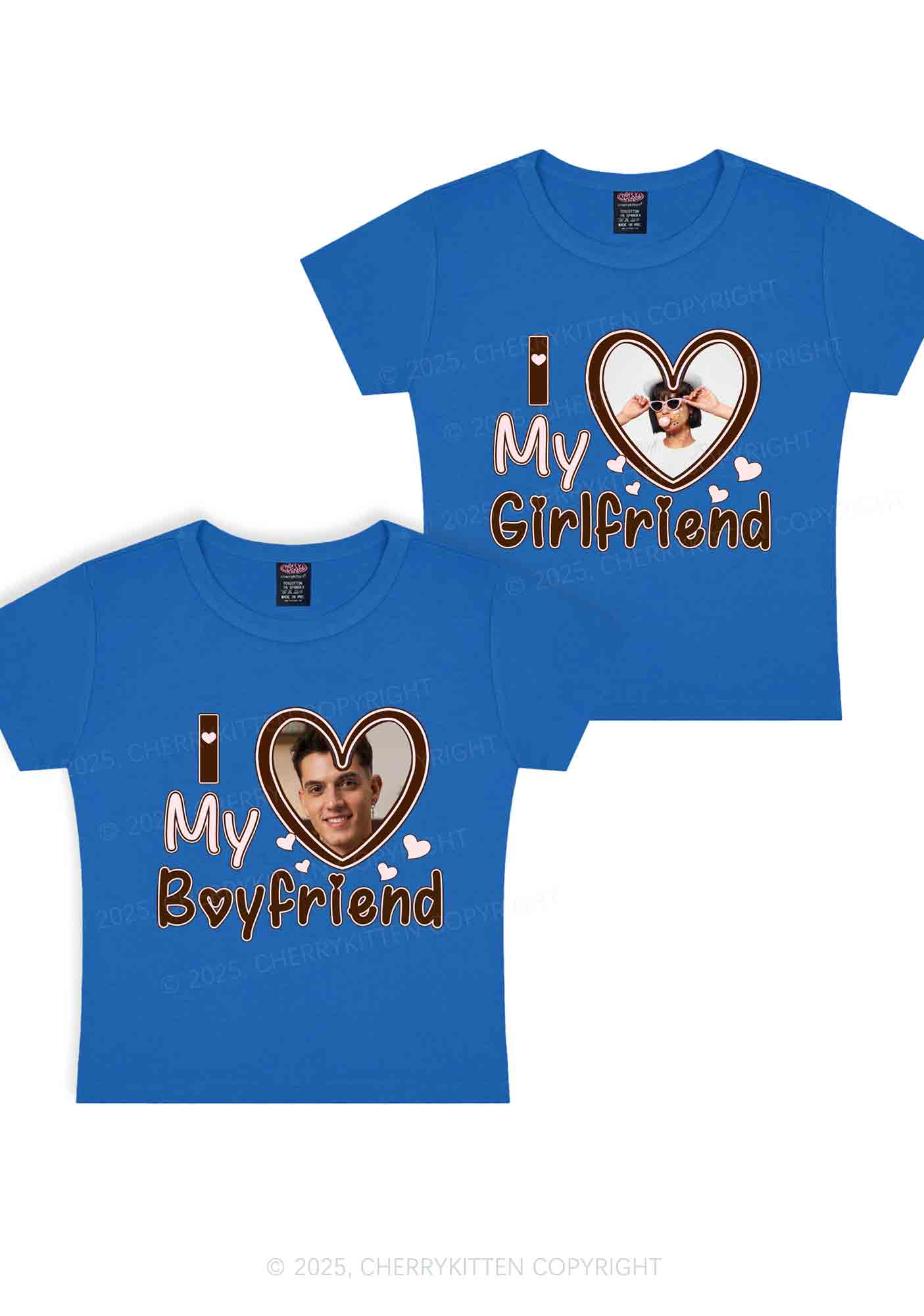 Custom BF GF Brown Heart Y2K Valentine's Day Baby Tee Cherrykitten - Image 10