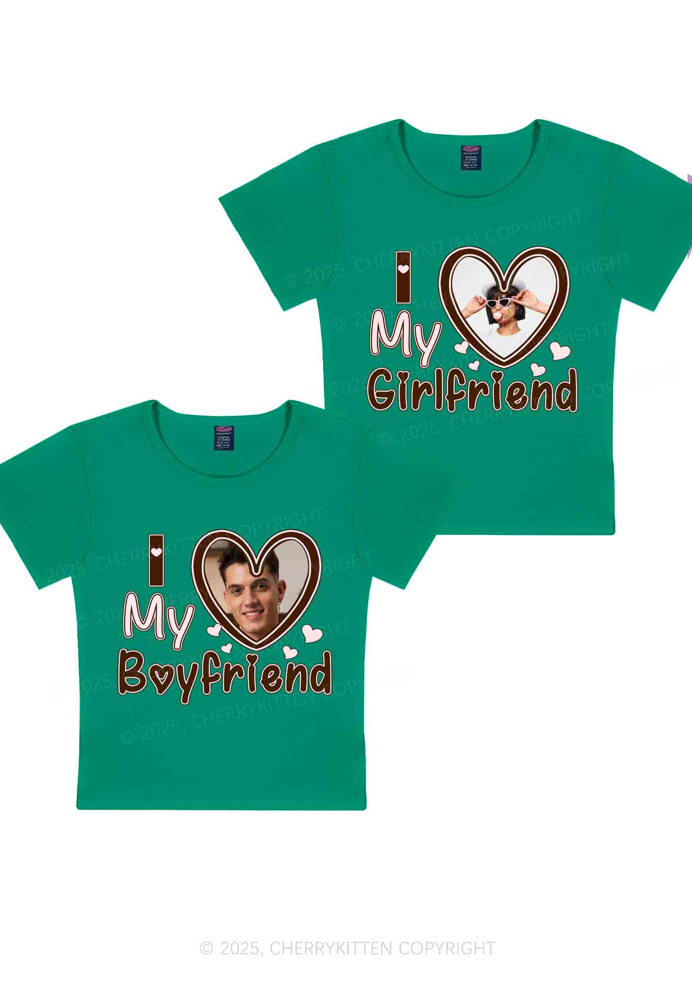 Custom BF GF Brown Heart Y2K Valentine's Day Baby Tee Cherrykitten - Image 11