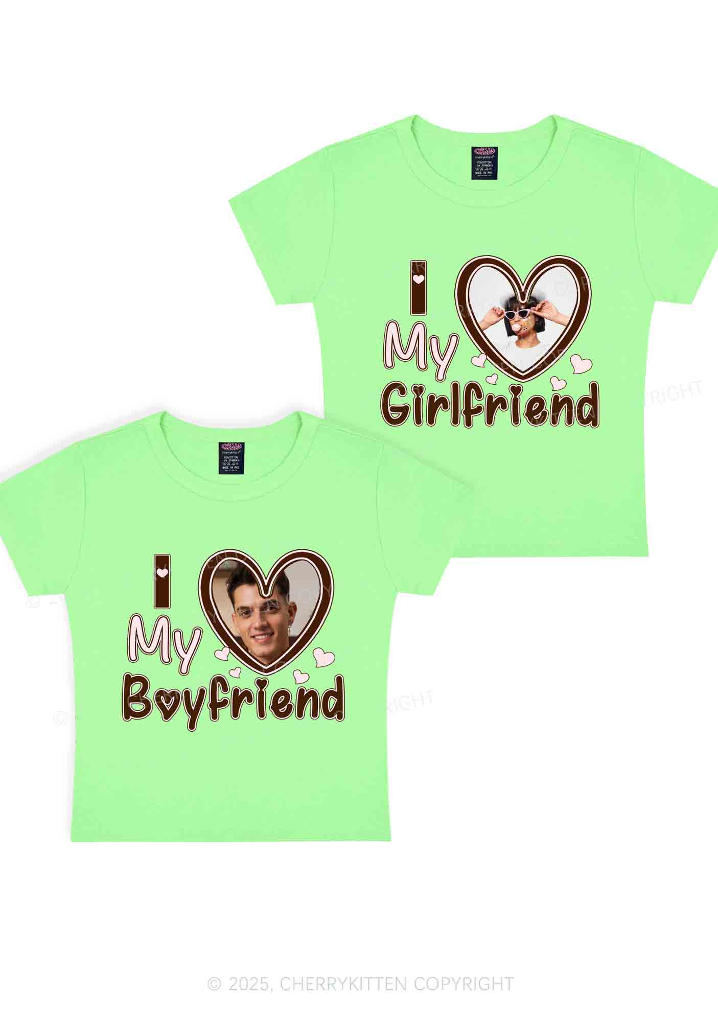 Custom BF GF Brown Heart Y2K Valentine's Day Baby Tee Cherrykitten - Image 12