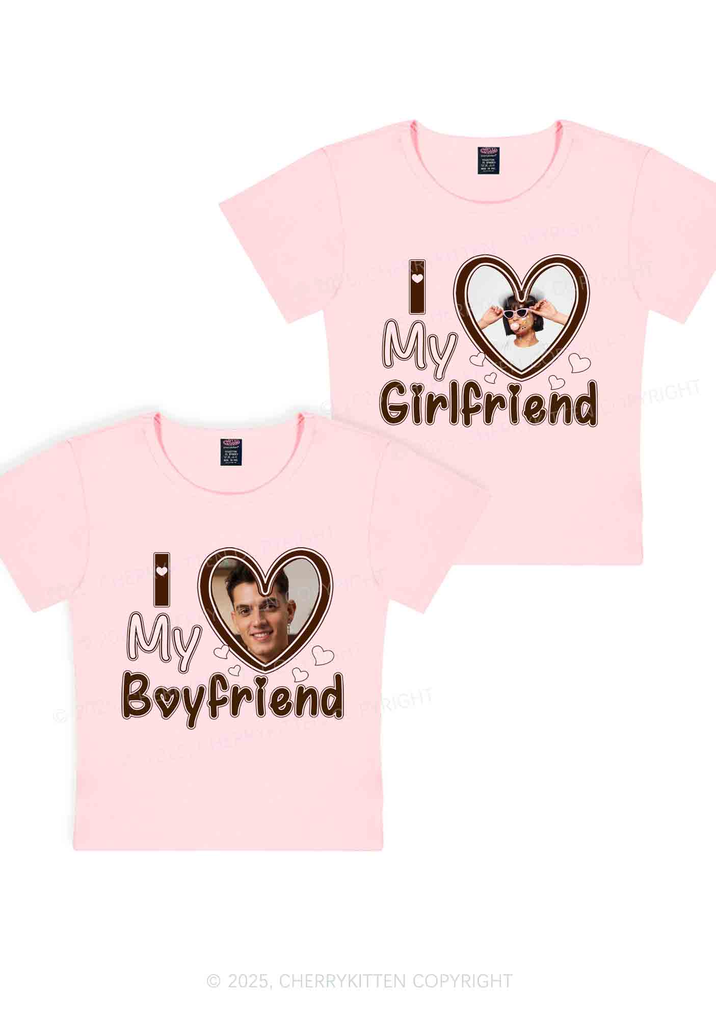 Custom BF GF Brown Heart Y2K Valentine's Day Baby Tee Cherrykitten - Image 13