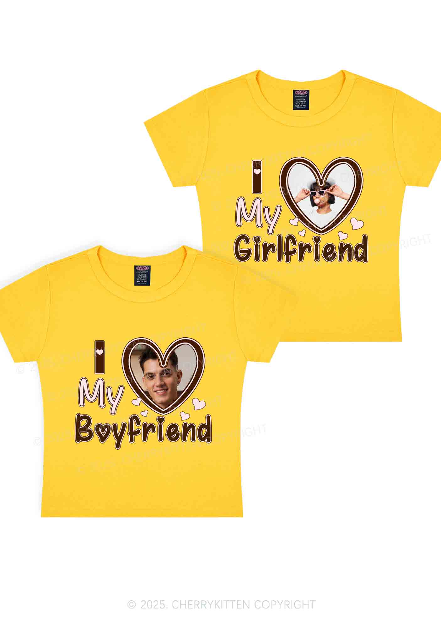 Custom BF GF Brown Heart Y2K Valentine's Day Baby Tee Cherrykitten - Image 5
