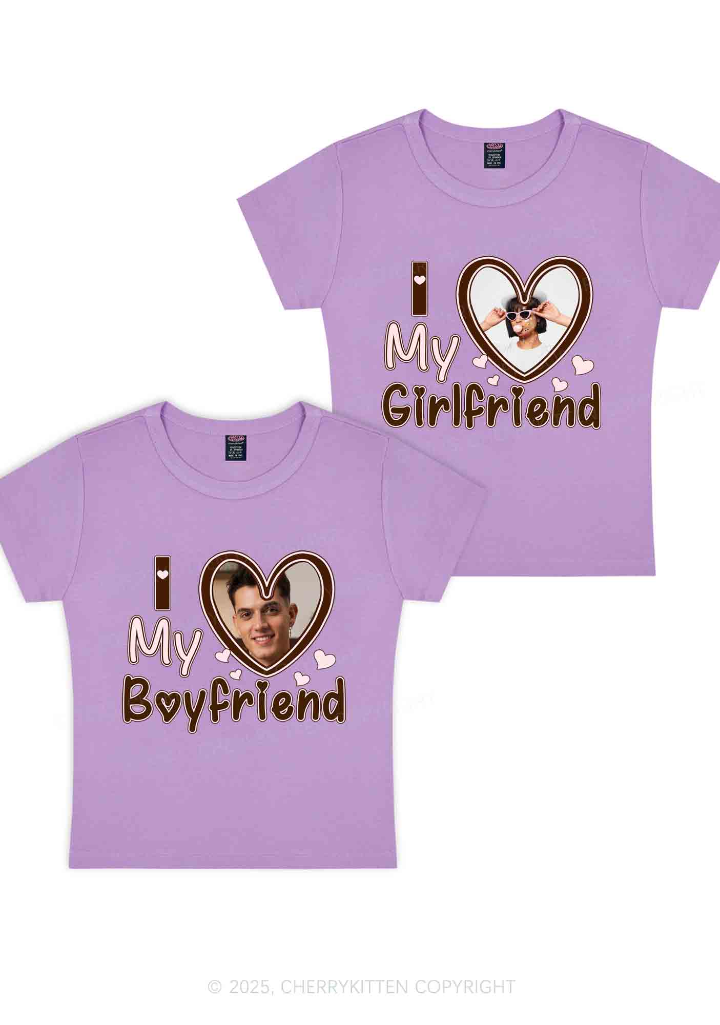 Custom BF GF Brown Heart Y2K Valentine's Day Baby Tee Cherrykitten - Image 7