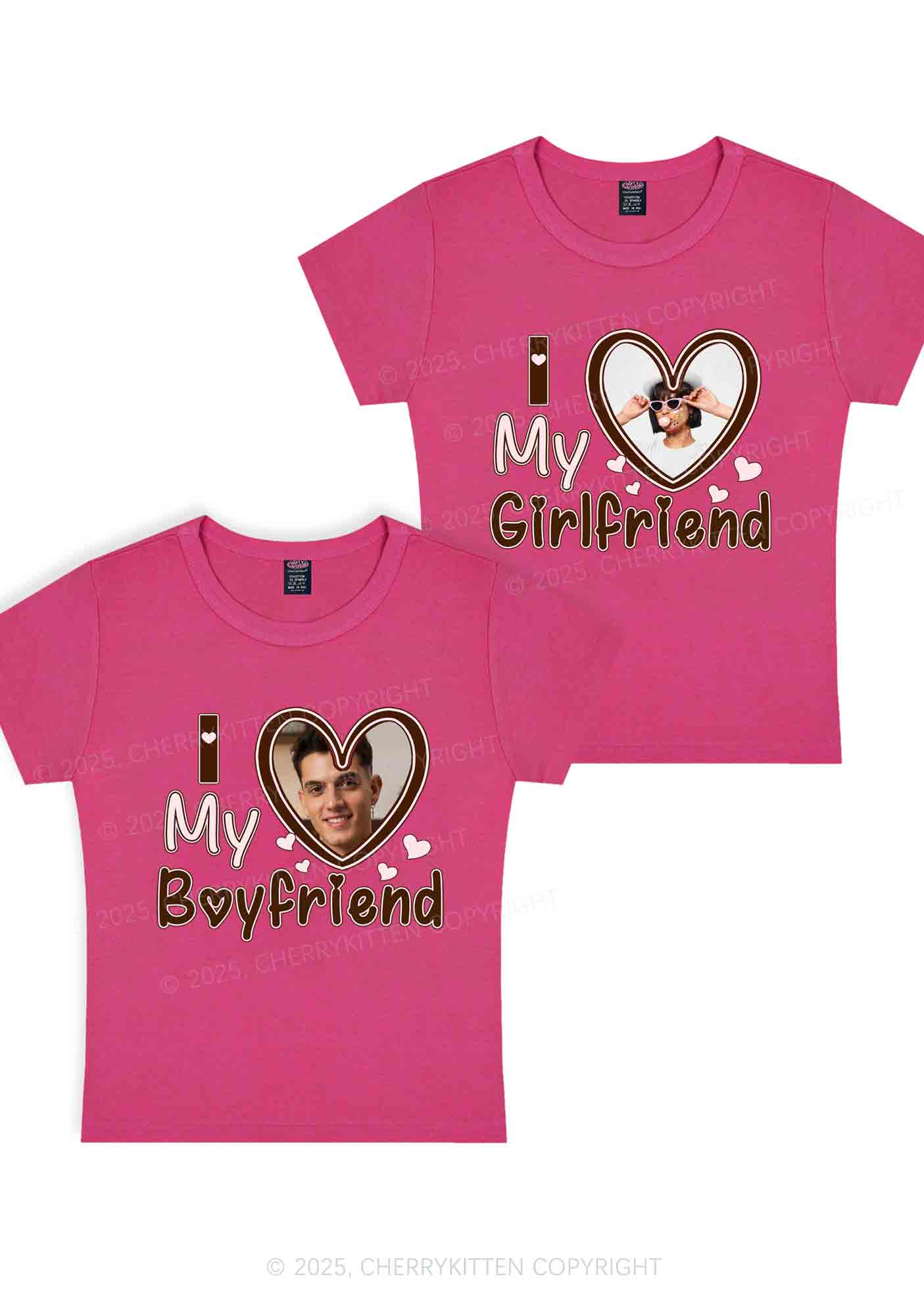 Custom BF GF Brown Heart Y2K Valentine's Day Baby Tee Cherrykitten - Image 8