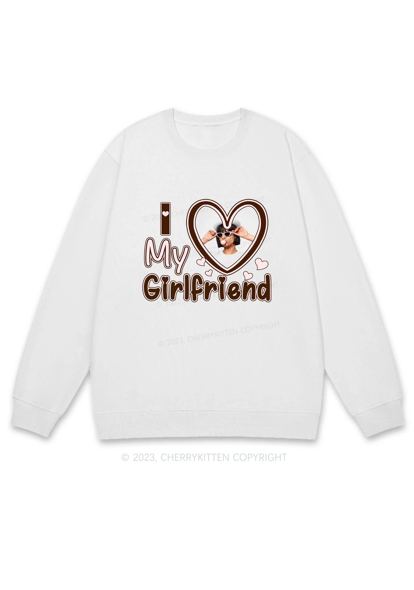 Custom BF&GF Photo Brown Heart Y2K Sweatshirt Cherrykitten - Image 3