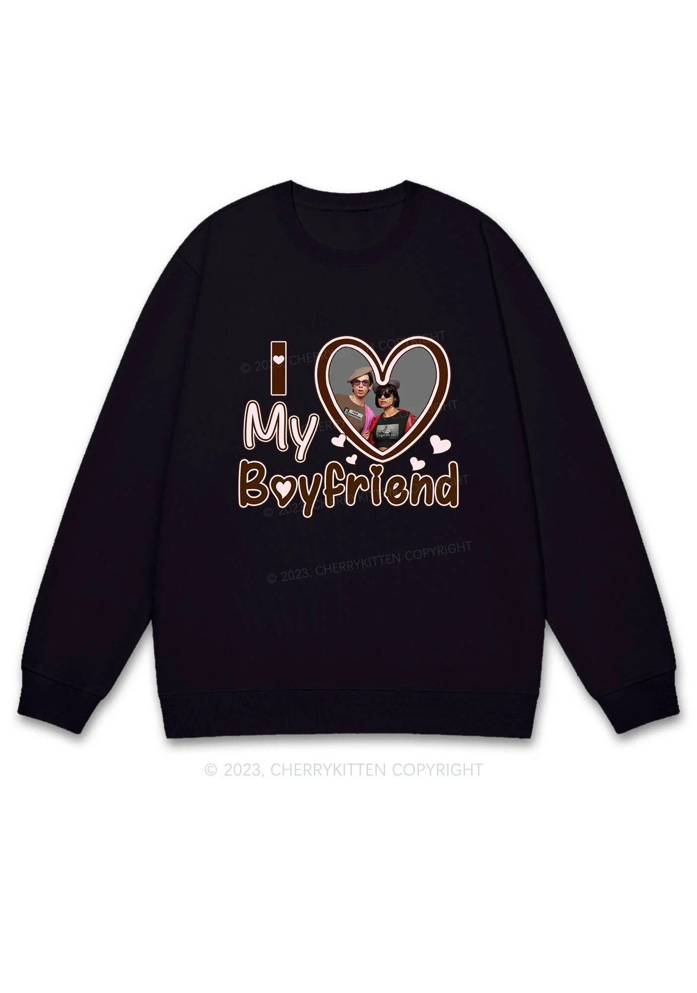 Custom BF&GF Photo Brown Heart Y2K Sweatshirt Cherrykitten - Image 4