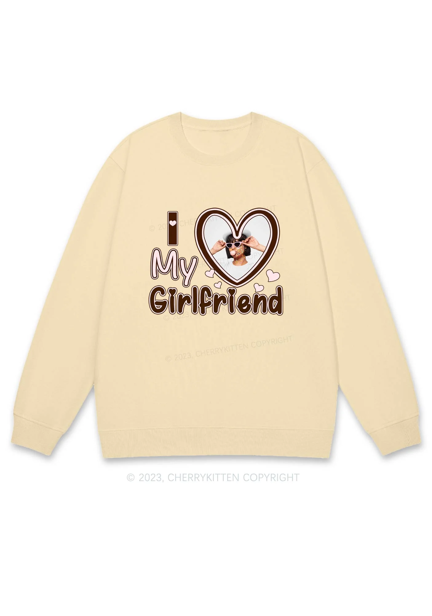Custom BF&GF Photo Brown Heart Y2K Sweatshirt Cherrykitten - Image 5