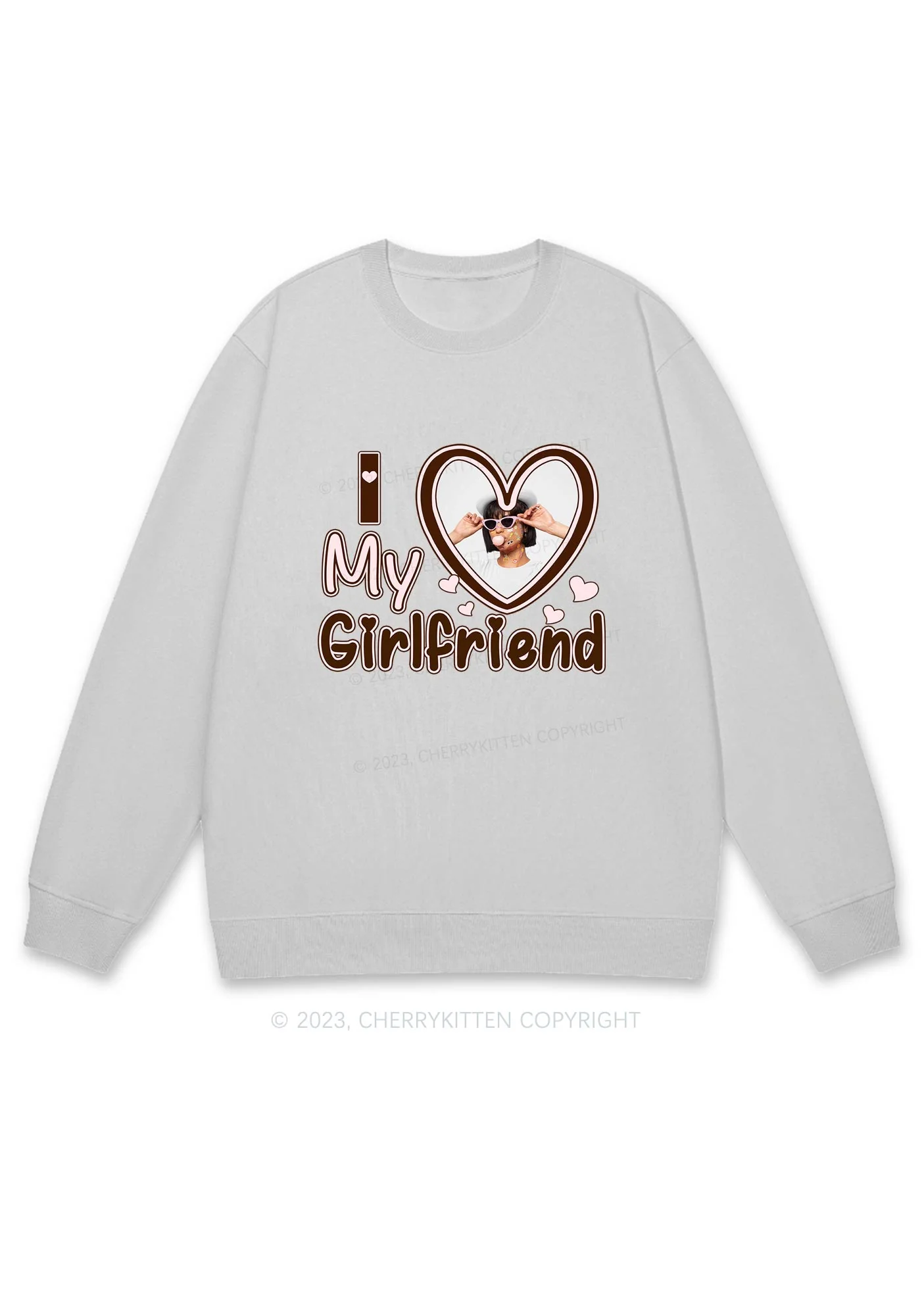 Custom BF&GF Photo Brown Heart Y2K Sweatshirt Cherrykitten - Image 6