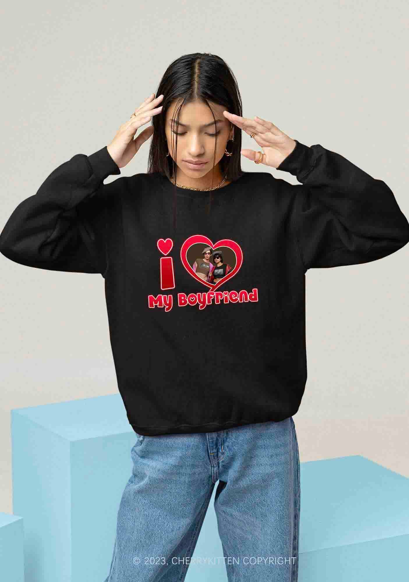 Custom BF&GF Photo Red Heart Y2K Sweatshirt Cherrykitten - Image 2