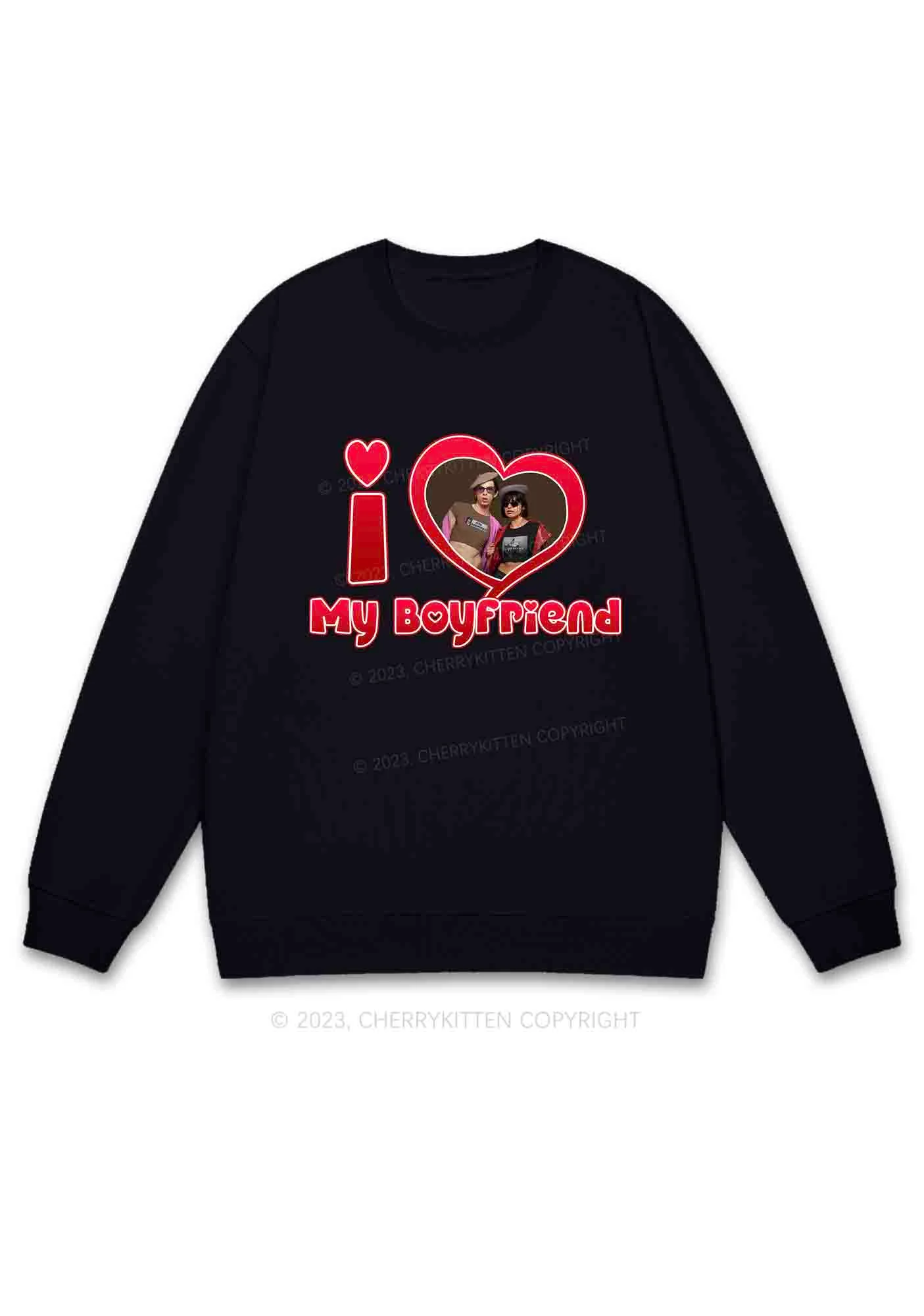 Custom BF&GF Photo Red Heart Y2K Sweatshirt Cherrykitten - Image 3