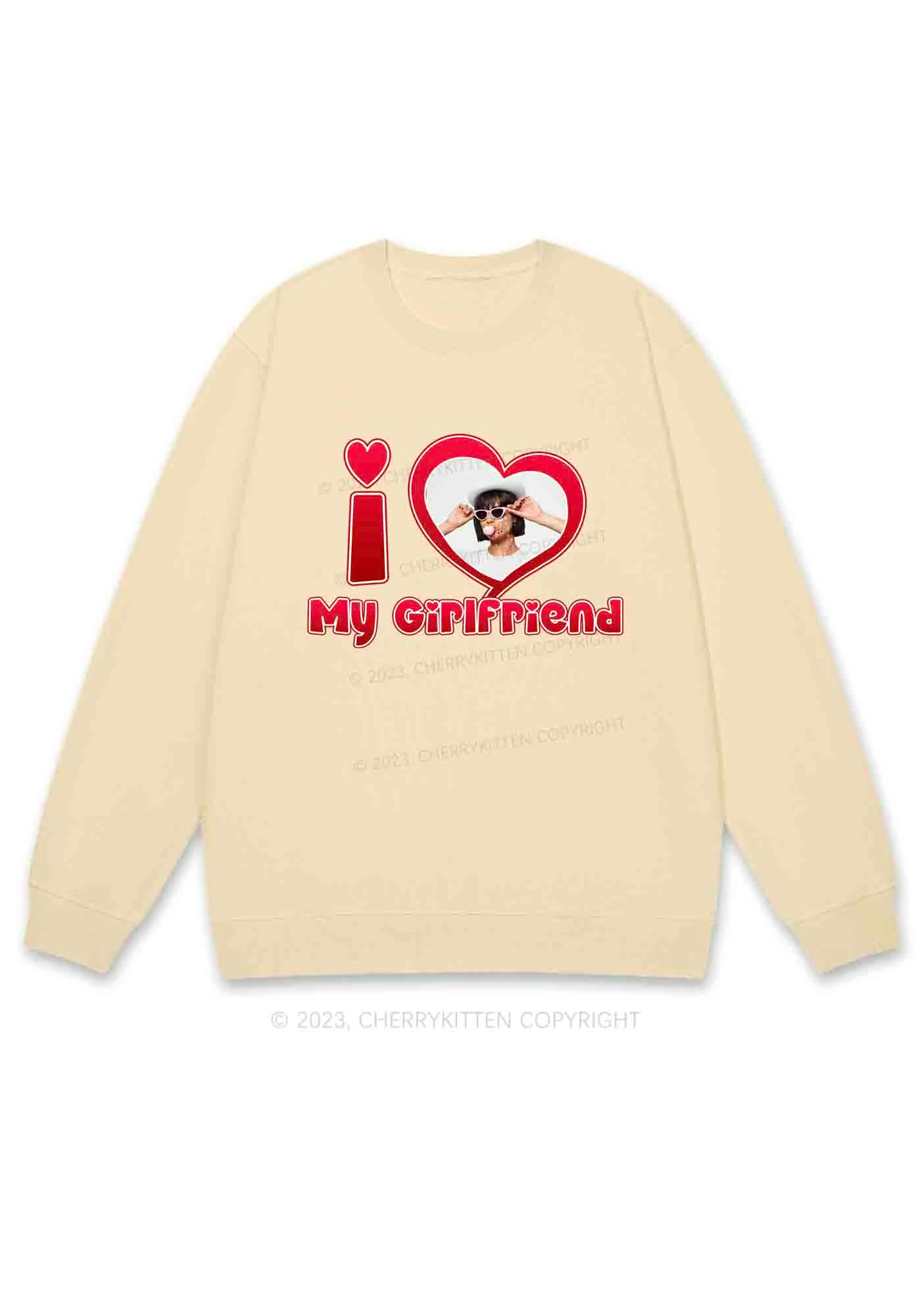 Custom BF&GF Photo Red Heart Y2K Sweatshirt Cherrykitten - Image 6