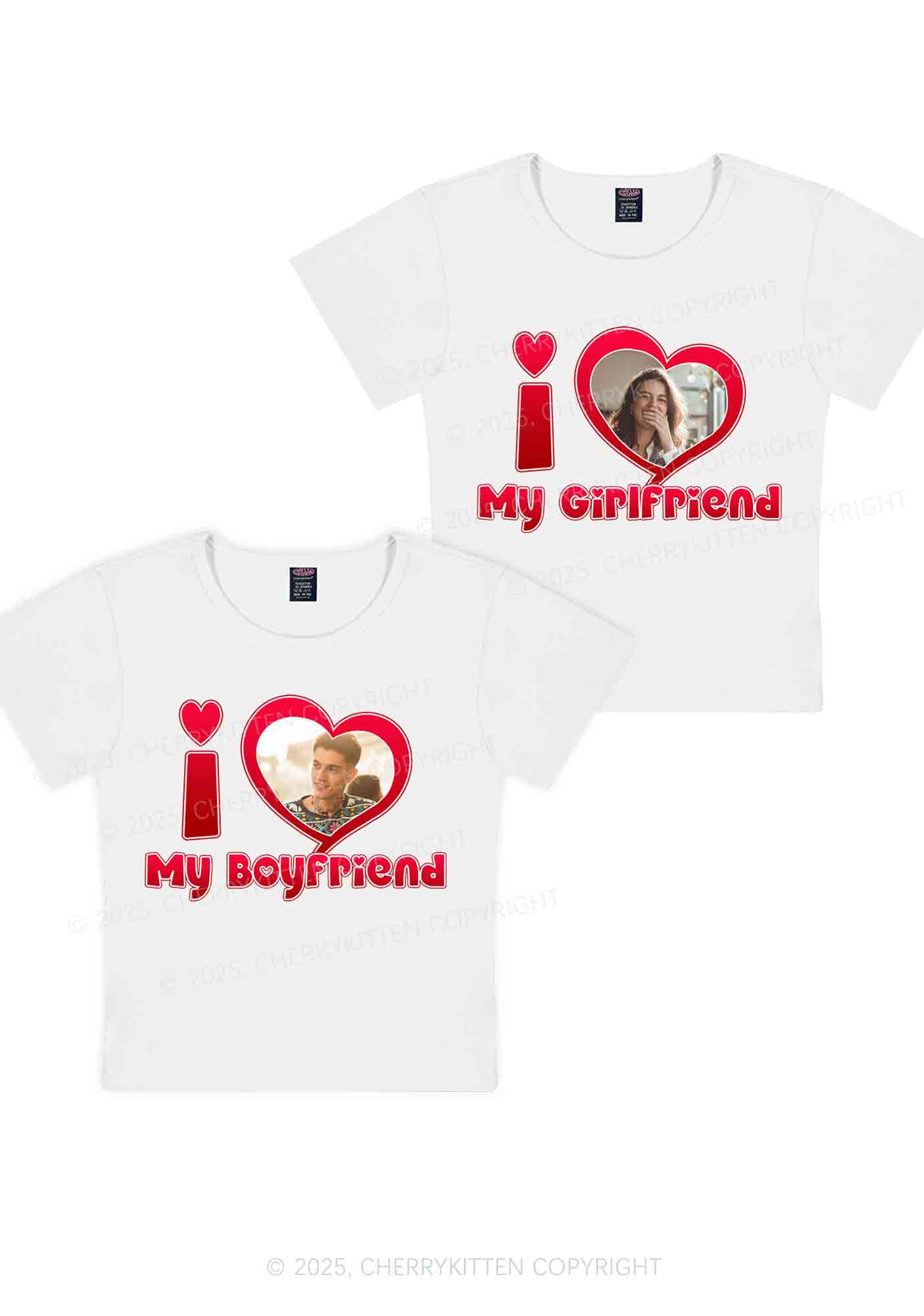 Custom BF GF Red Heart Y2K Valentine's Day Baby Tee Cherrykitten - Image 4