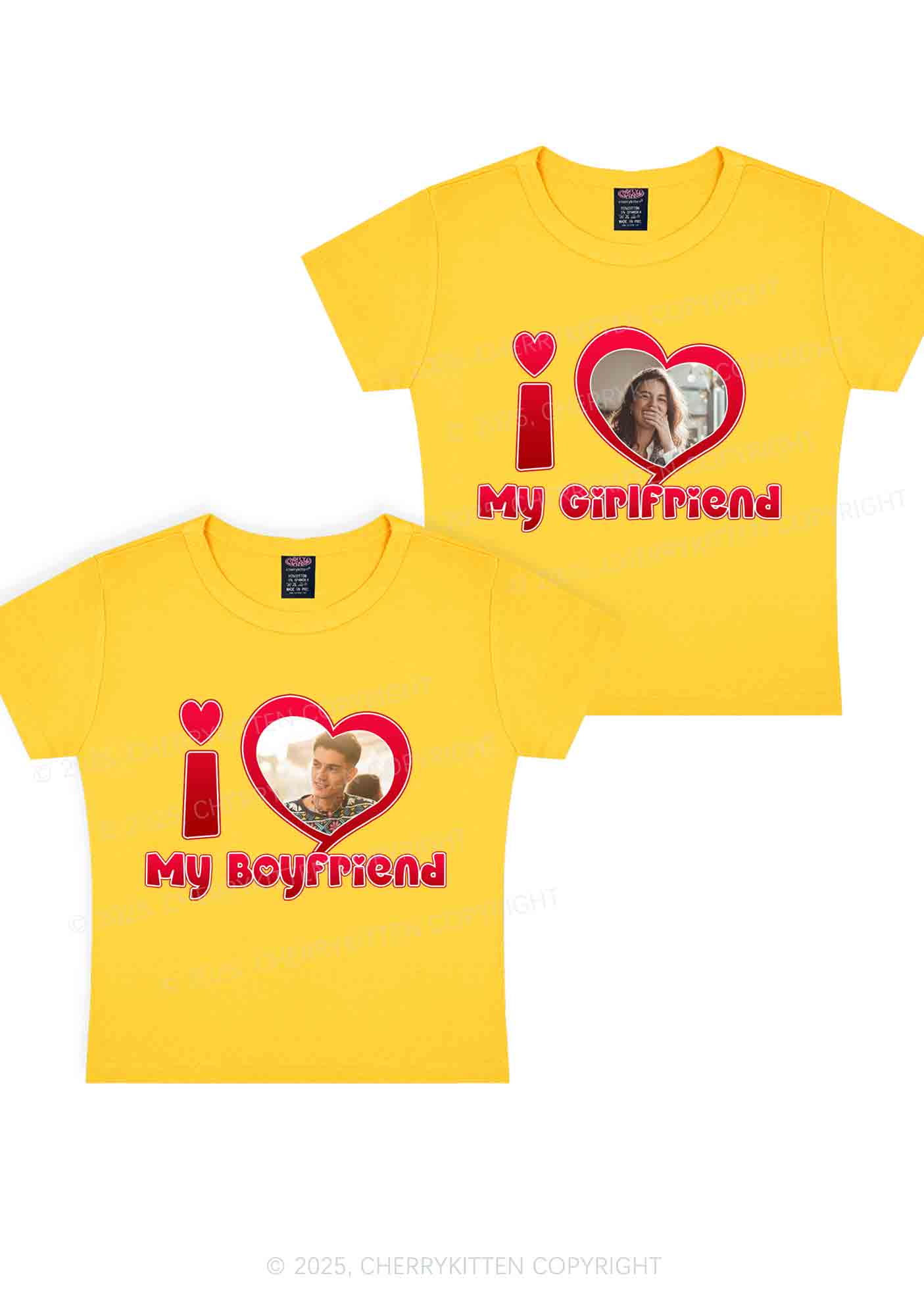 Custom BF GF Red Heart Y2K Valentine's Day Baby Tee Cherrykitten - Image 5
