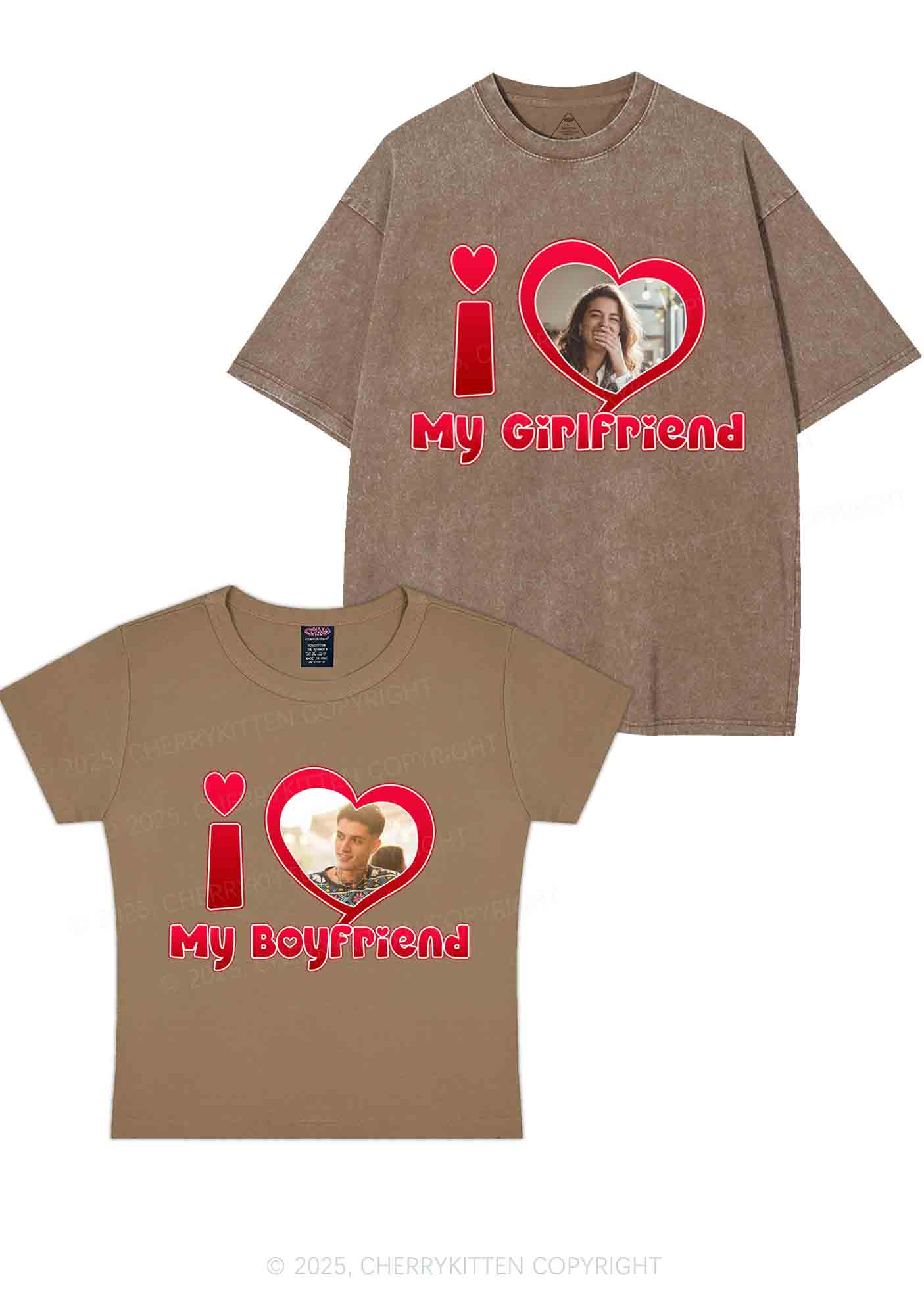 Custom BF GF Red Heart Y2K Valentine's Day Couple Shirt Cherrykitten - Image 5