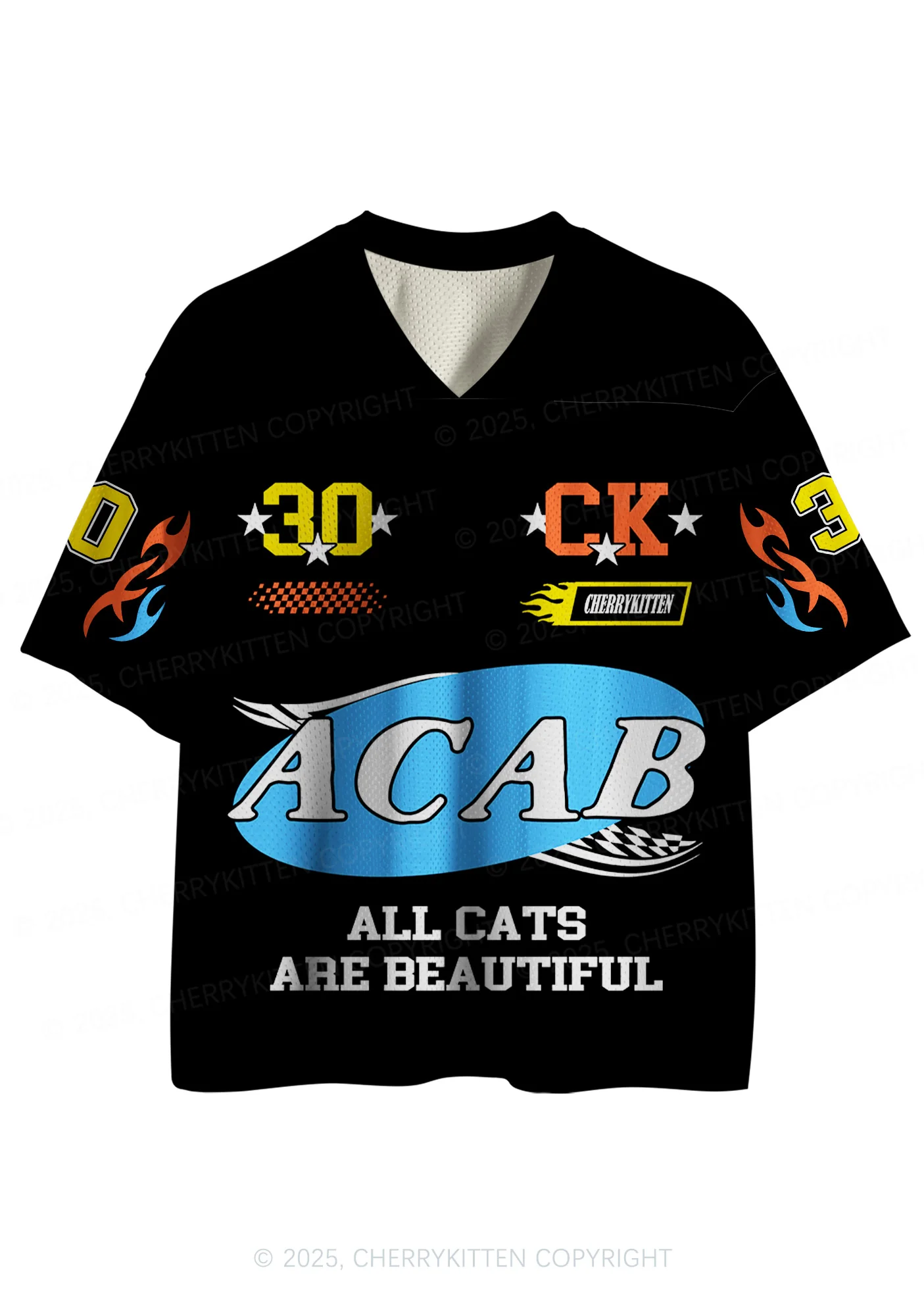 Custom Black ACAB Cats Y2K Sport Jersey Shirts Cherrykitten - Image 2