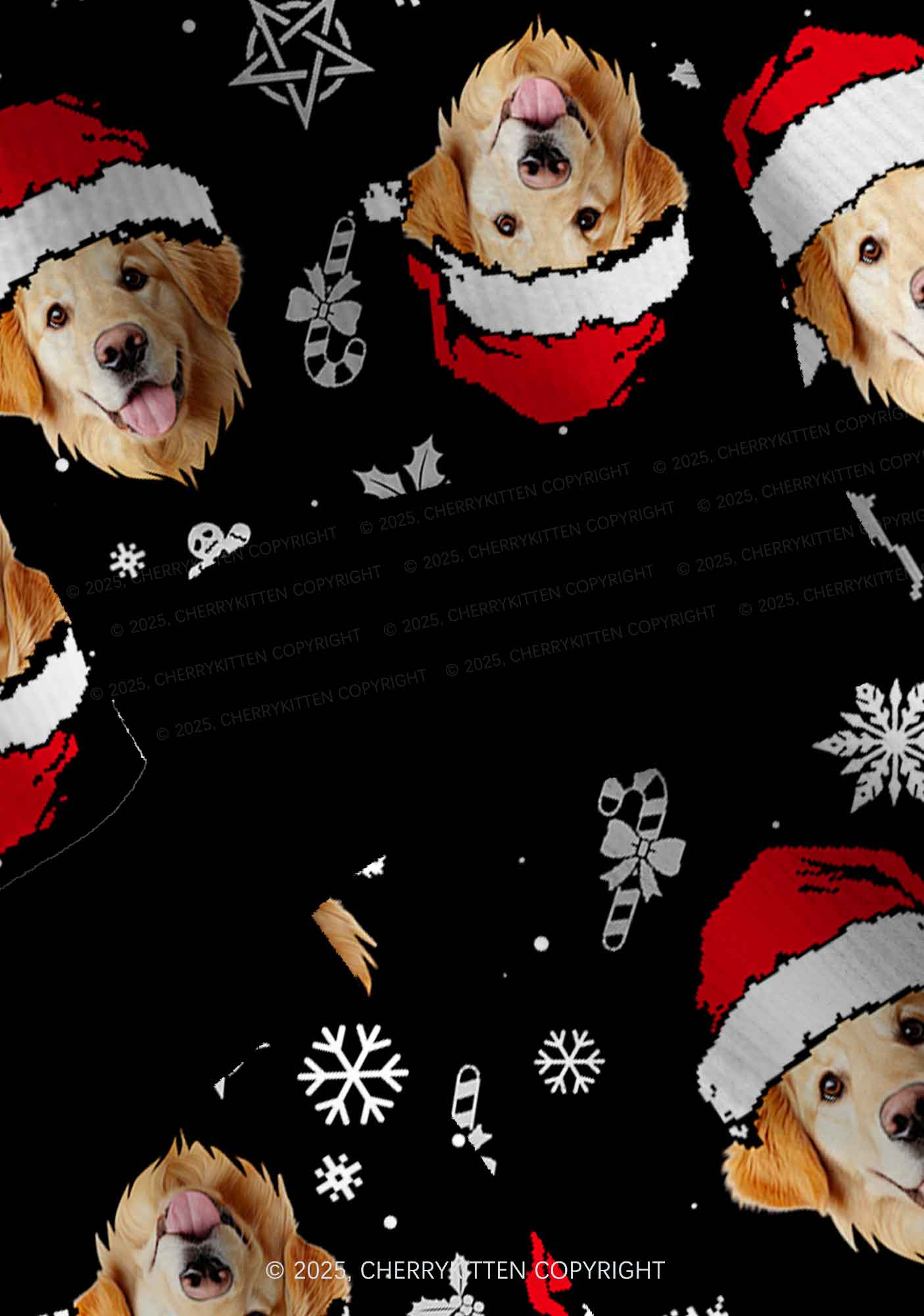 Custom Black Christmas Dog Face Y2K Christmas Cardigan Knit Sweatshirt Cherrykitten - Image 4