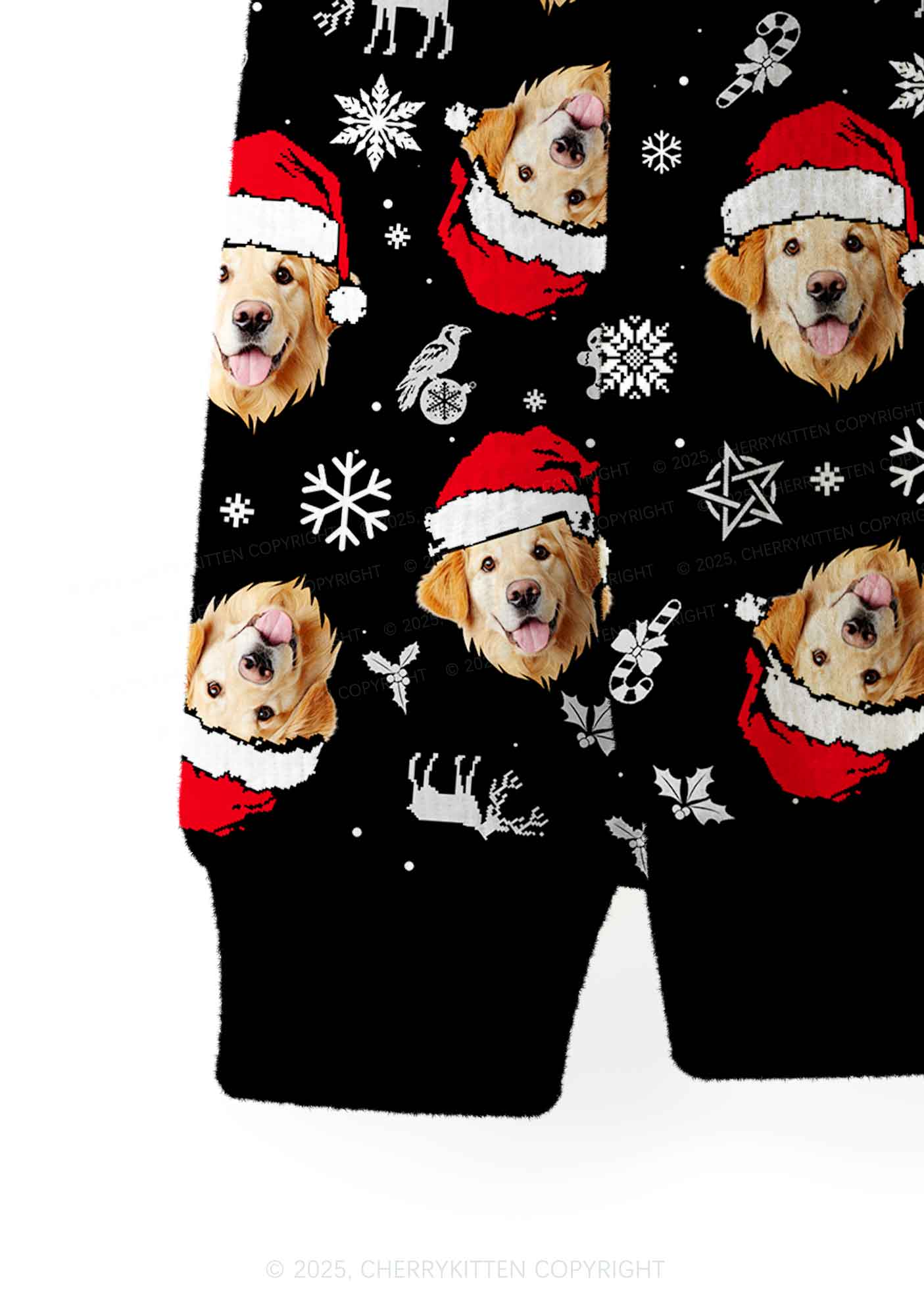 Custom Black Christmas Dog Face Y2K Christmas Cardigan Knit Sweatshirt Cherrykitten - Image 6
