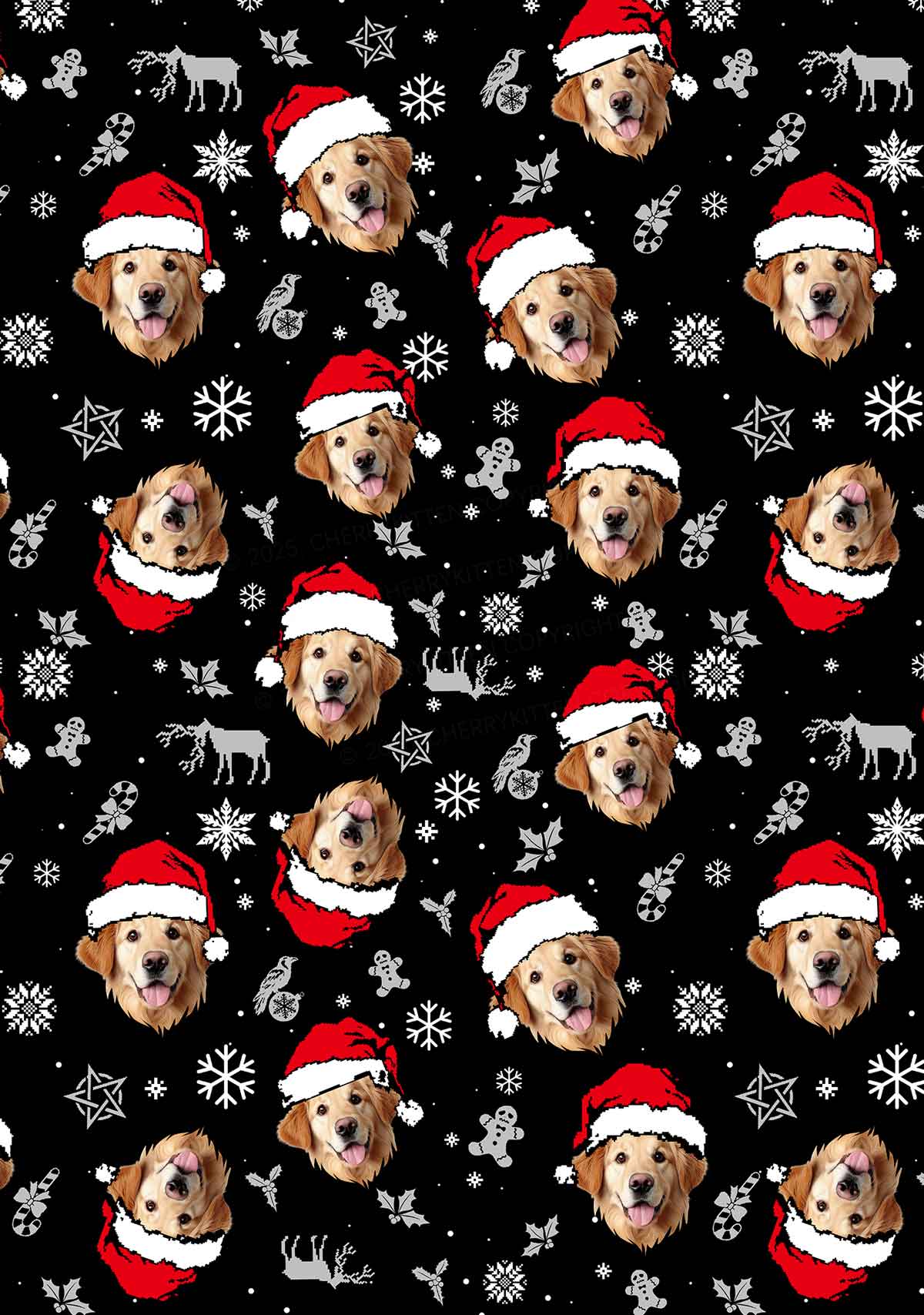 Custom Black Christmas Dog Face Y2K Print Cami Shorts Pajama Set Cherrykitten - Image 2
