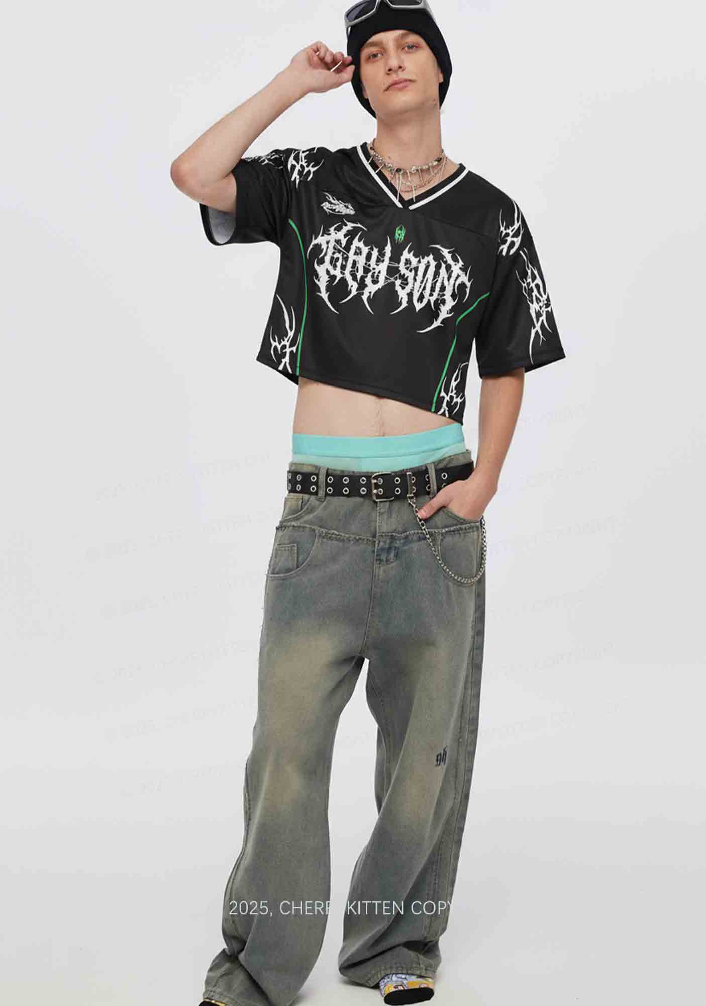 Custom Black Gay Son Pride Y2K Crop Sport Jersey Shirts Cherrykitten - Image 2