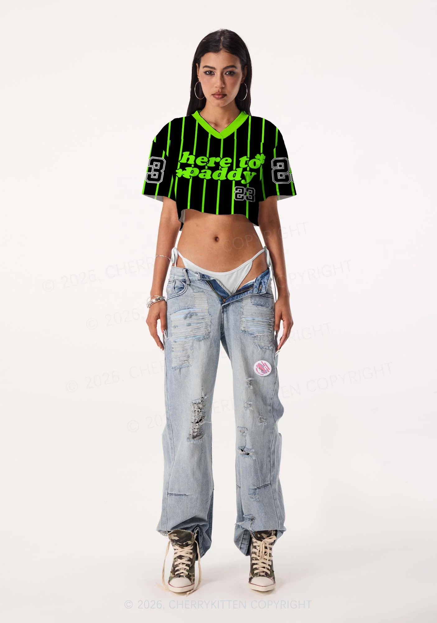 Custom Black Here To Paddy St Patricks Y2K Crop Sport Jersey Shirts Cherrykitten - Image 2