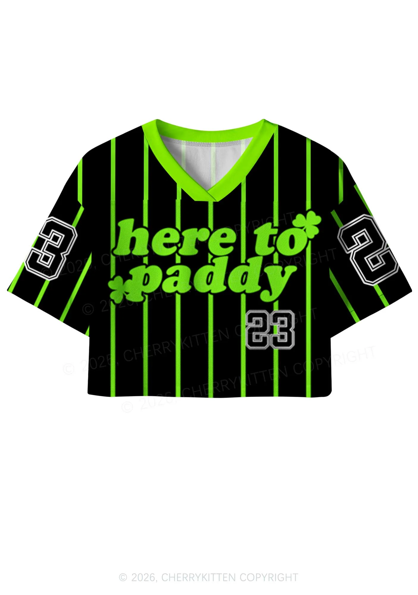 Custom Black Here To Paddy St Patricks Y2K Crop Sport Jersey Shirts Cherrykitten - Image 3
