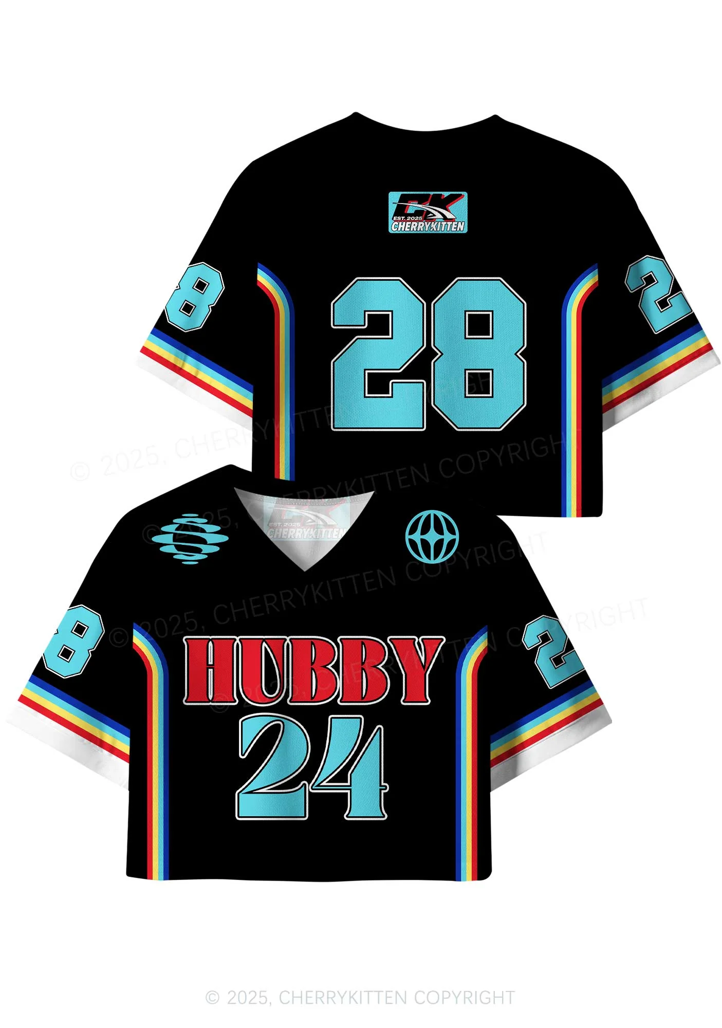 Custom Black Hubby Valentine's Day Y2K Crop Sport Jersey Shirts Cherrykitten - Image 3