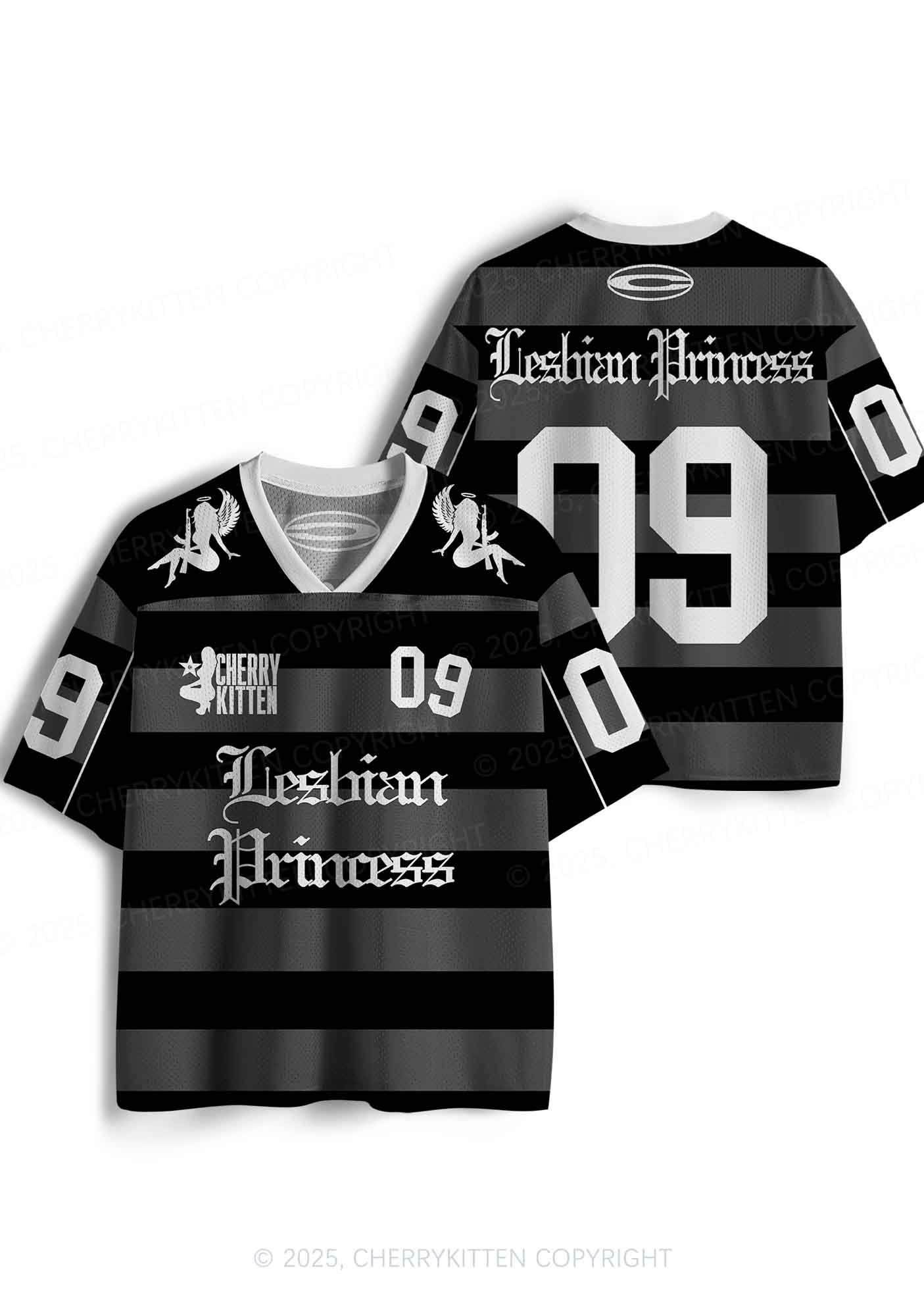 Custom Black Lesbian Princess Pride Y2K Sport Jersey Shirts Cherrykitten - Image 3