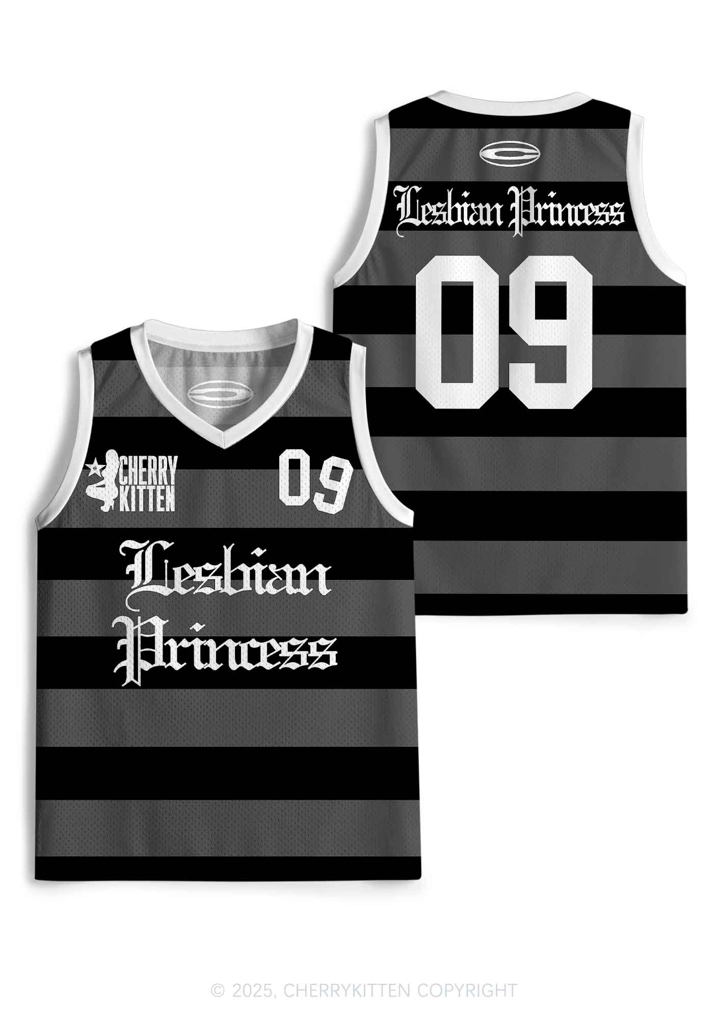 Custom Black Lesbian Princess Pride Y2K Sport Jersey Tank Cherrykitten - Image 3