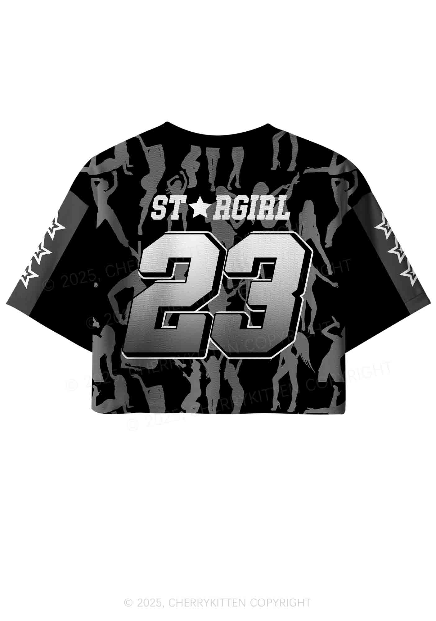 Custom Black Star Girl Y2K Crop Sport Jersey Shirts Cherrykitten - Image 3