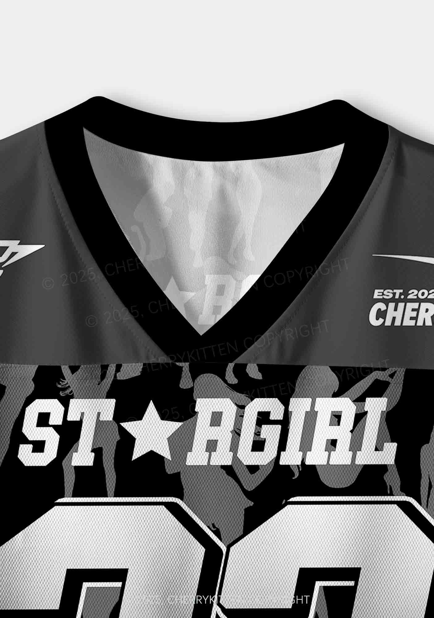 Custom Black Star Girl Y2K Crop Sport Jersey Shirts Cherrykitten - Image 4