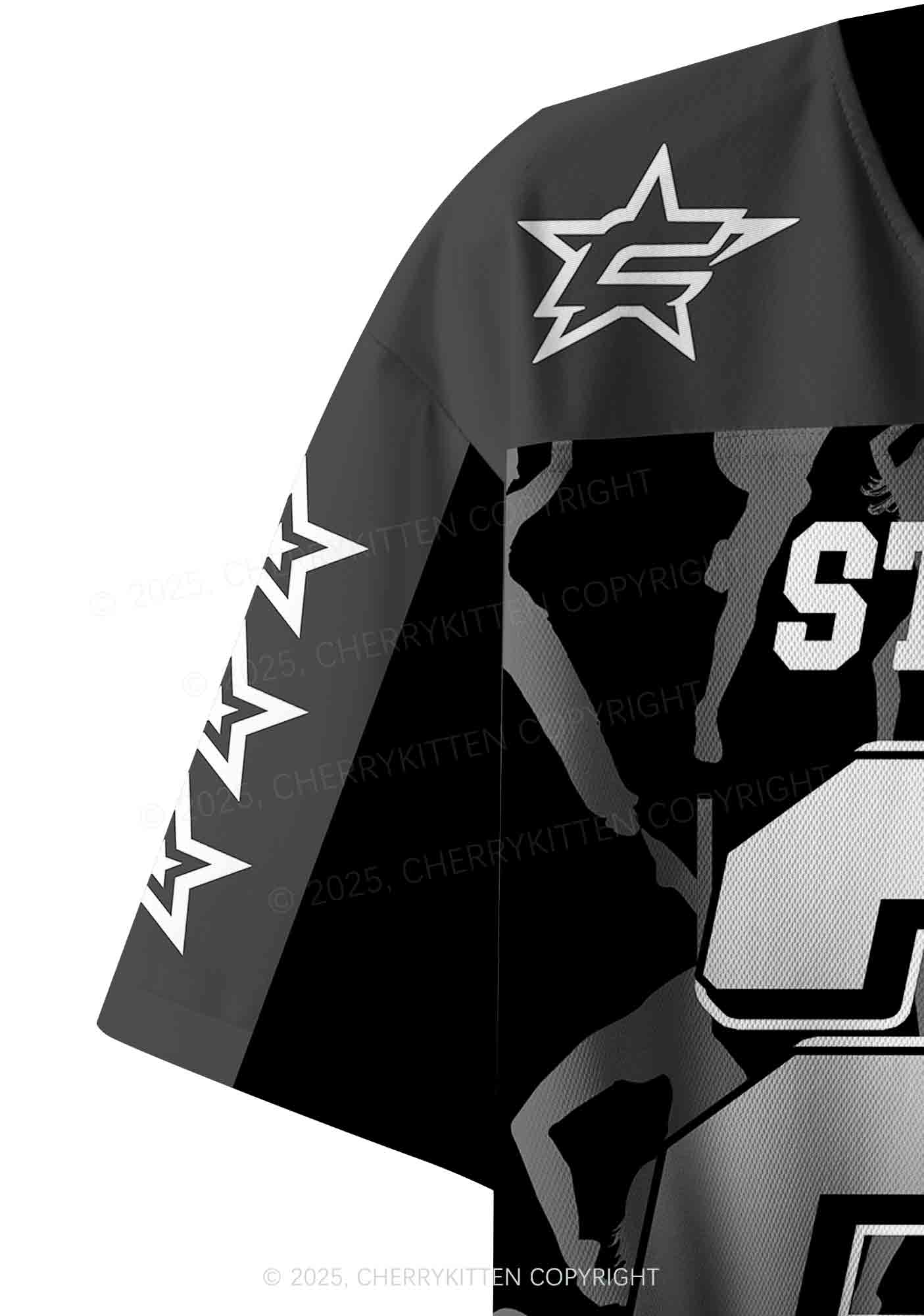 Custom Black Star Girl Y2K Crop Sport Jersey Shirts Cherrykitten - Image 6