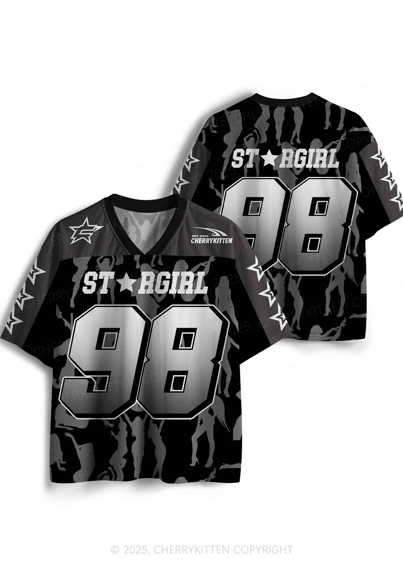 Custom Black Star Girl Y2K Sport Jersey Shirts Cherrykitten - Image 3
