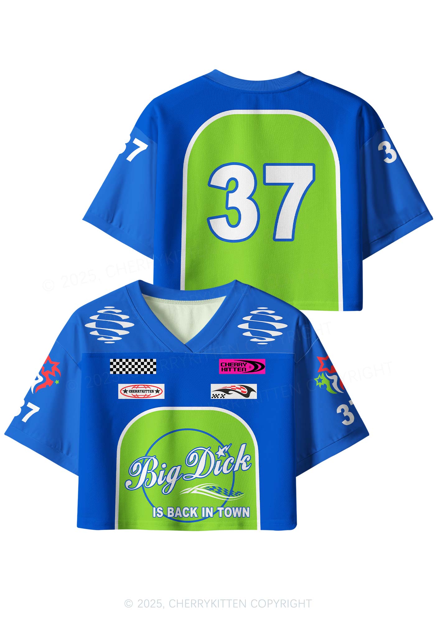 Custom Blue Big Back Town Y2K Crop Sport Jersey Shirts Cherrykitten - Image 3