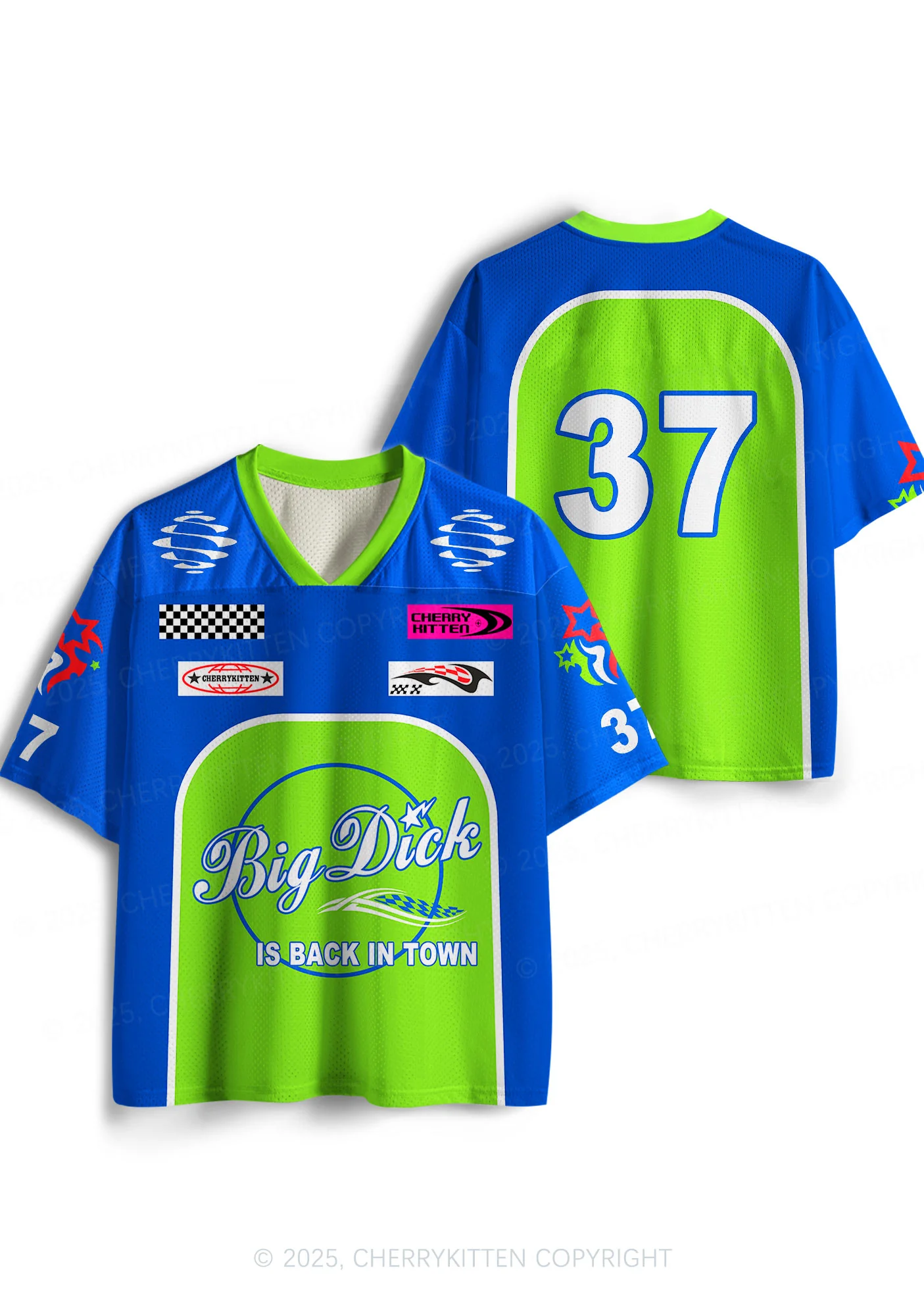 Custom Blue Big Back Town Y2K Sport Jersey Shirts Cherrykitten - Image 3
