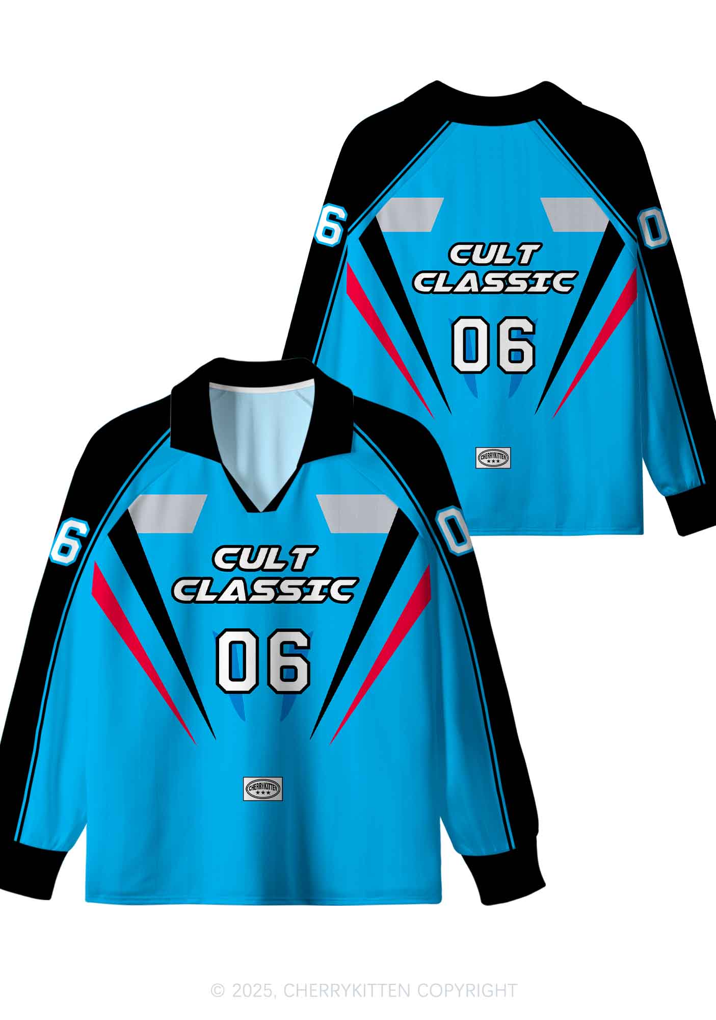 Custom Blue Cult Classic Y2K Long Sleeve Sport Jersey Shirts Cherrykitten - Image 3