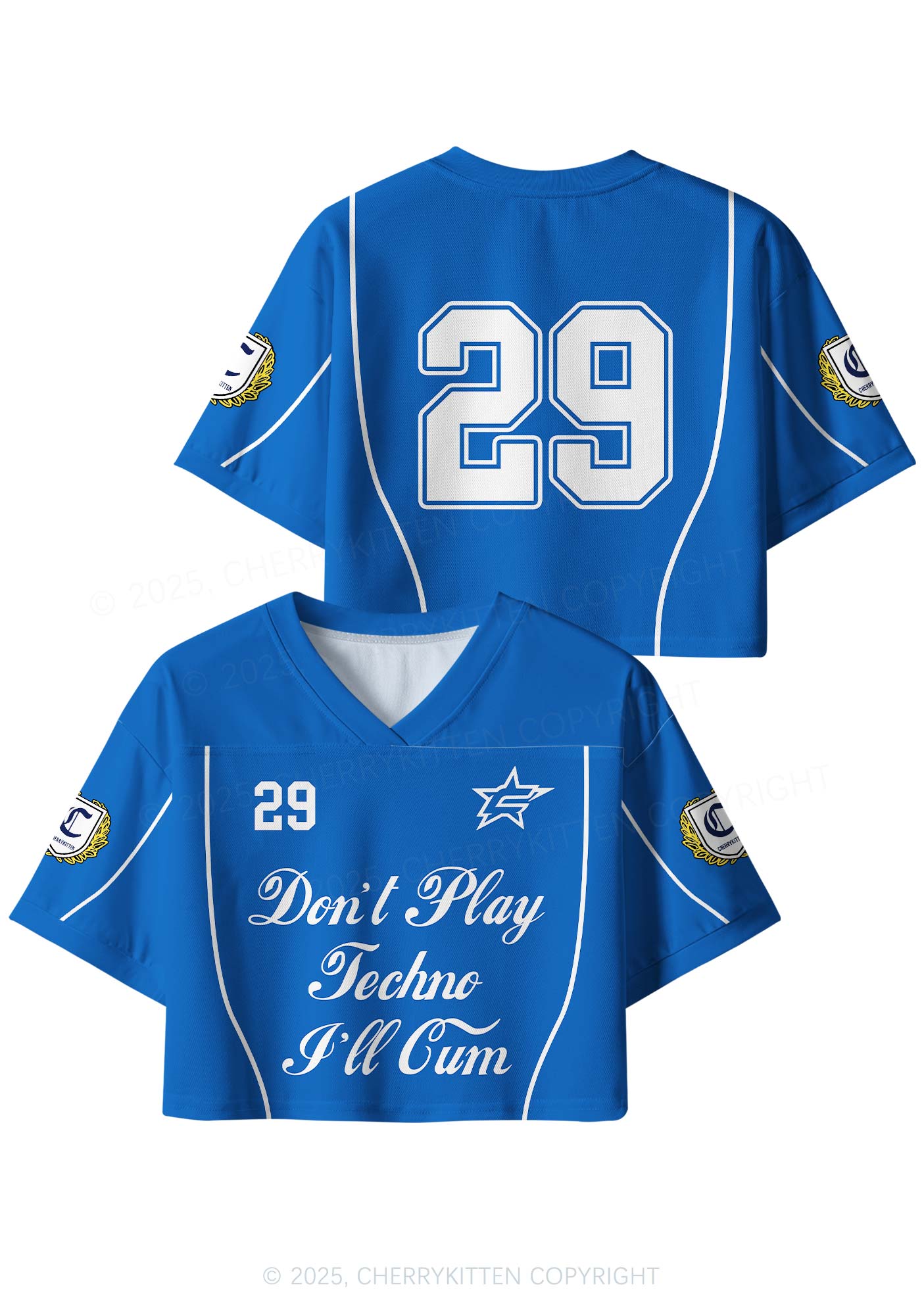 Custom Blue Dont Play Techno Y2K Crop Sport Jersey Shirts Cherrykitten - Image 3