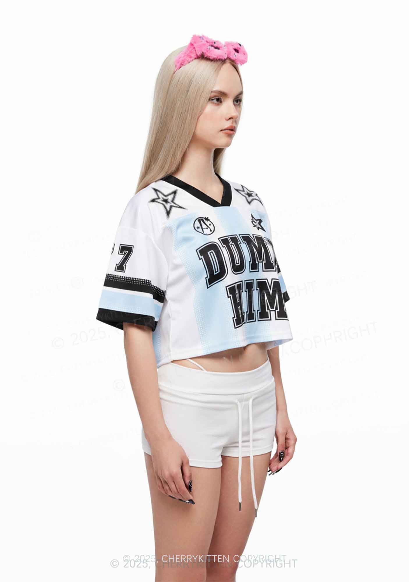 Custom Blue Dump Him Y2K Crop Sport Jersey Shirts Cherrykitten - Image 2
