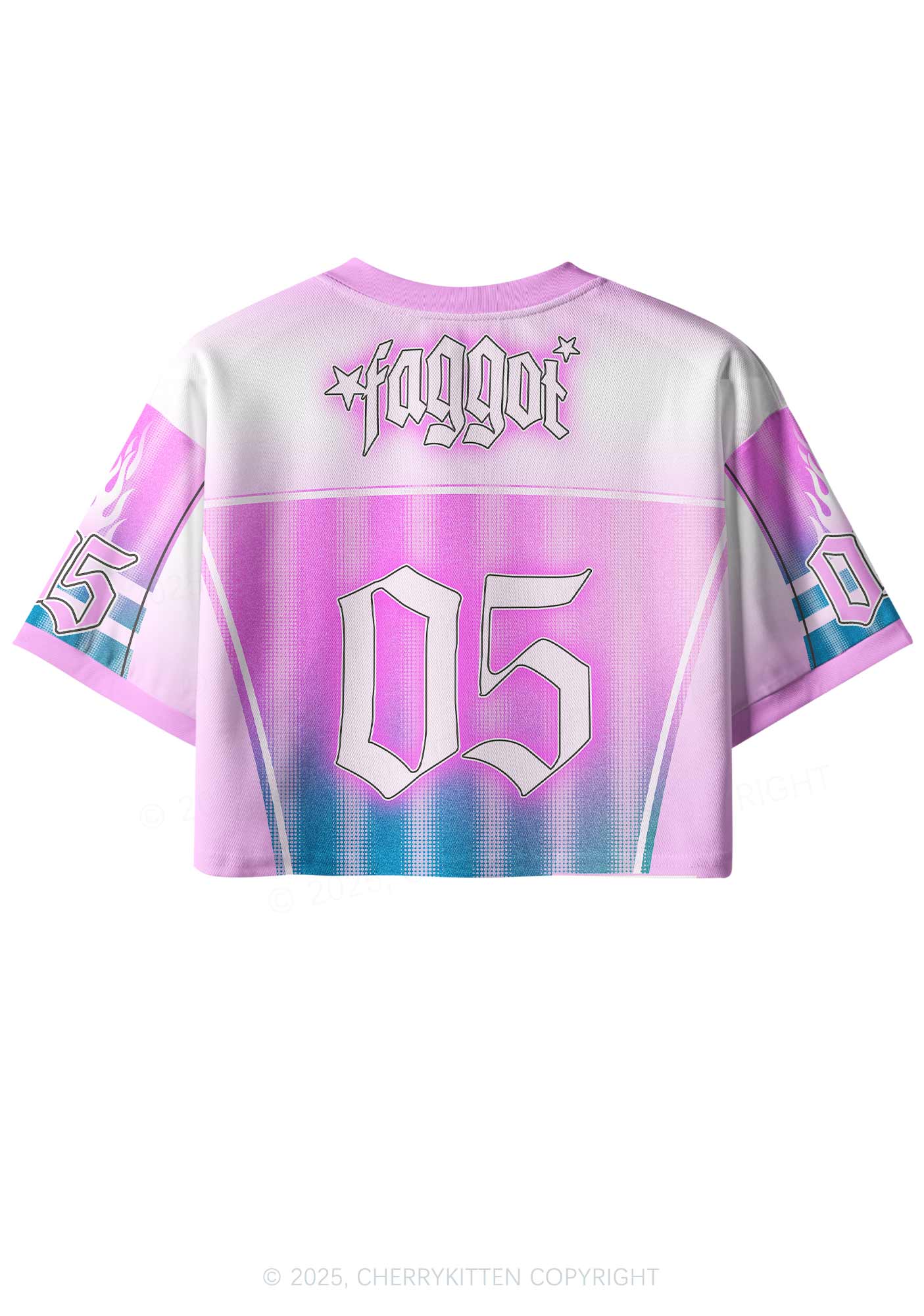 Custom Blue Gradient Faggot Pride Y2K Crop Sport Jersey Shirts Cherrykitten - Image 2