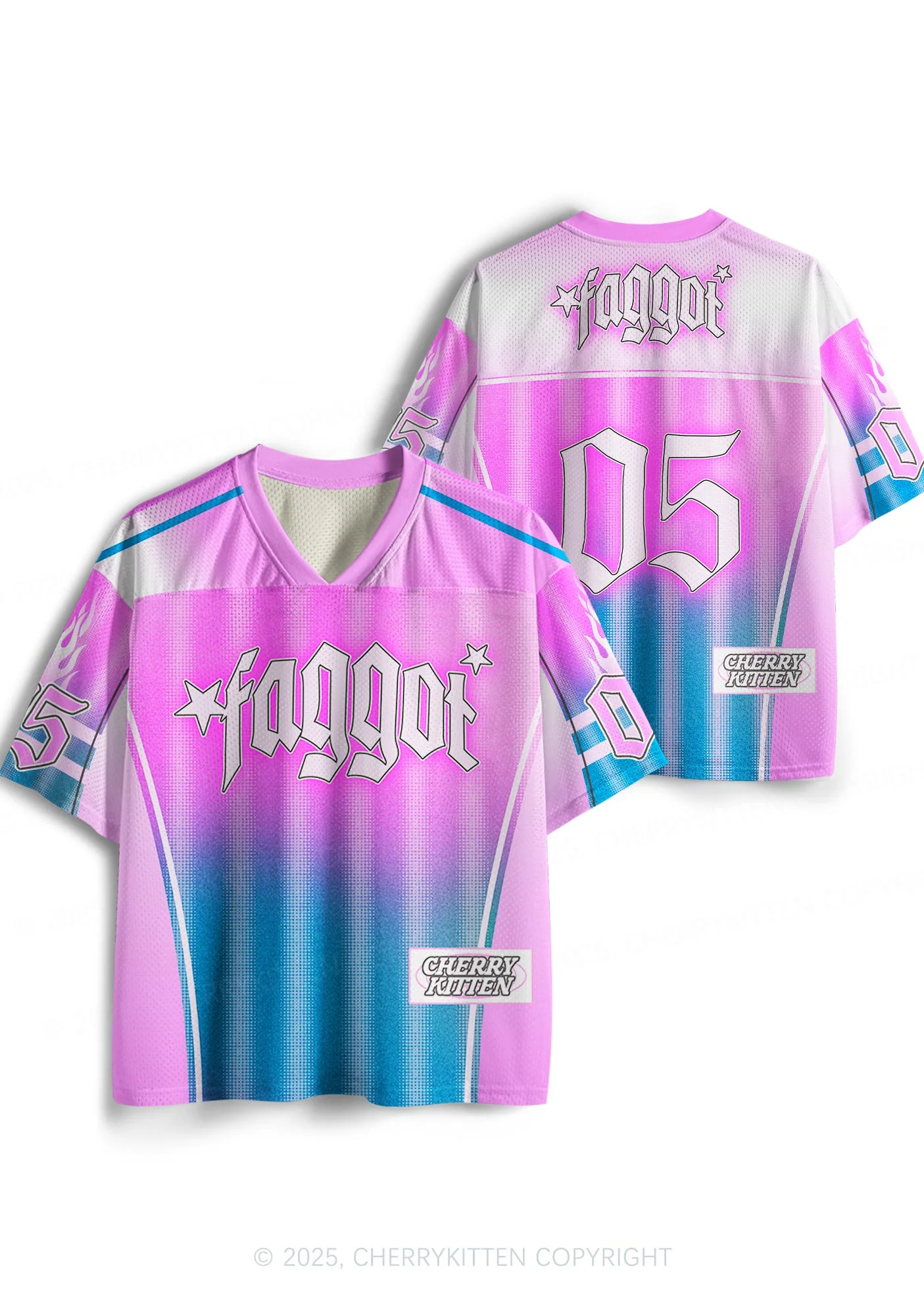 Custom Blue Gradient Faggot Pride Y2K Sport Jersey Shirts Cherrykitten - Image 3