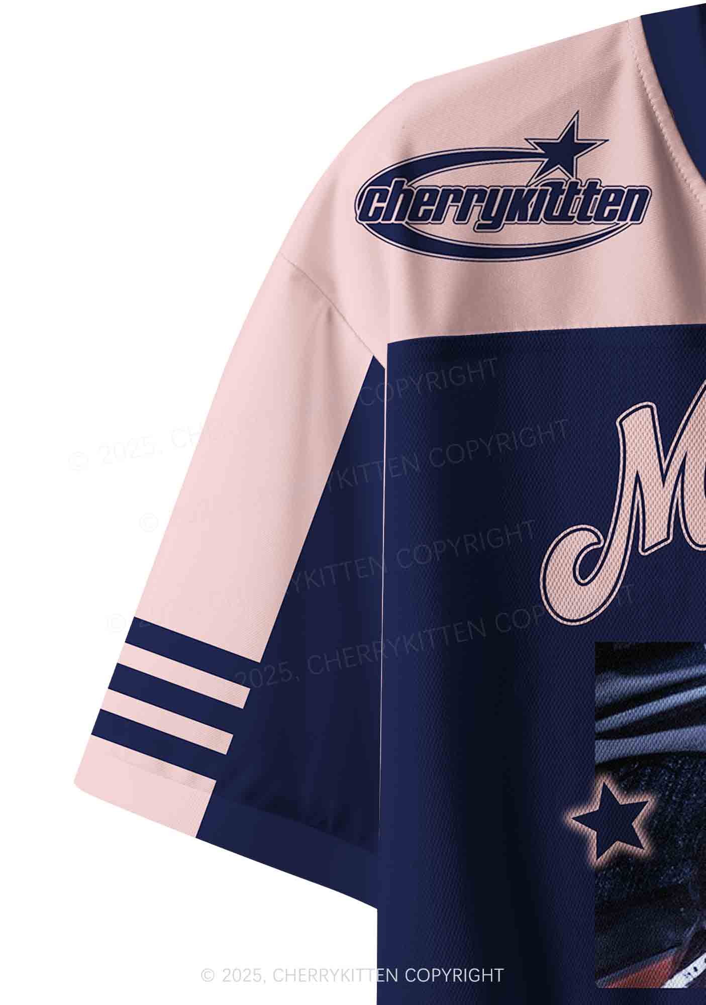 Custom Blue Make America Great Again Y2K Crop Sport Jersey Shirts Cherrykitten - Image 6