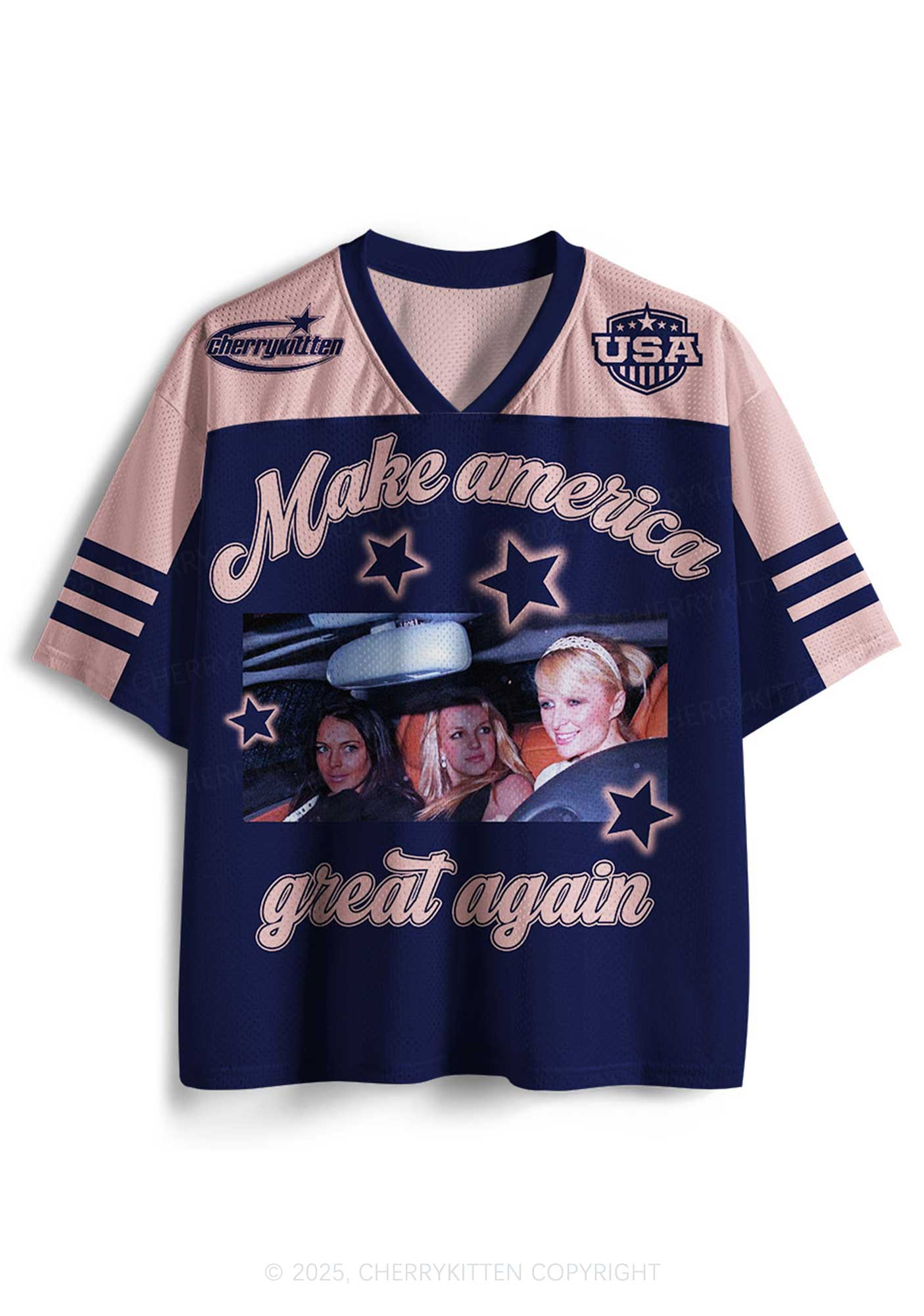 Custom Blue Make America Great Again Y2K Sport Jersey Shirts Cherrykitten - Image 2
