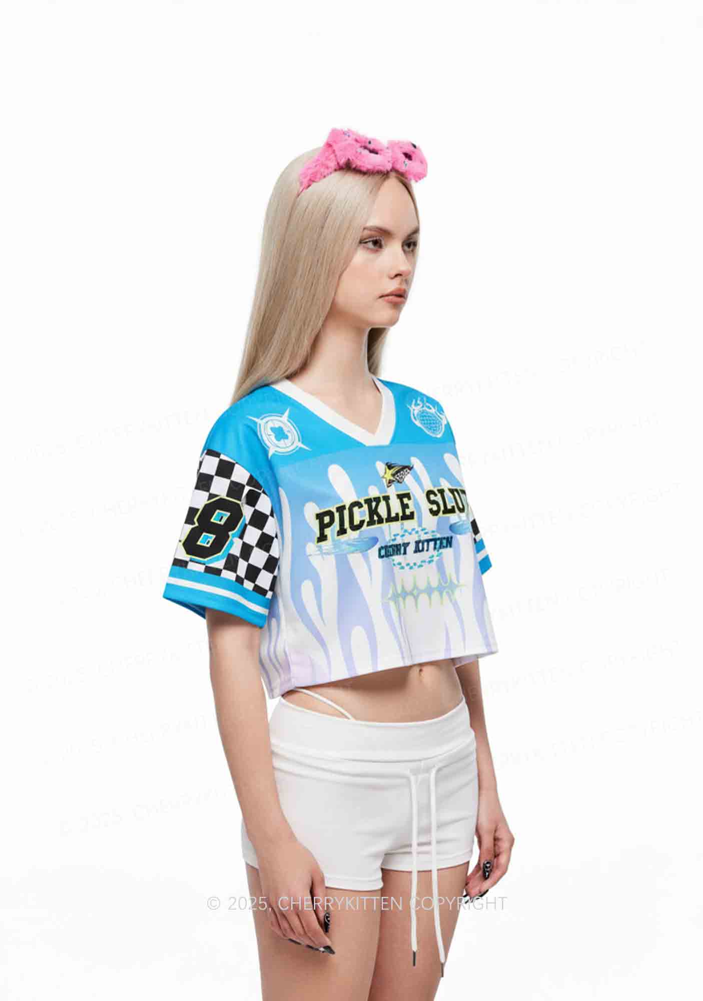 Custom Blue Pickle Slxt Y2K Crop Sport Jersey Shirts Cherrykitten - Image 2