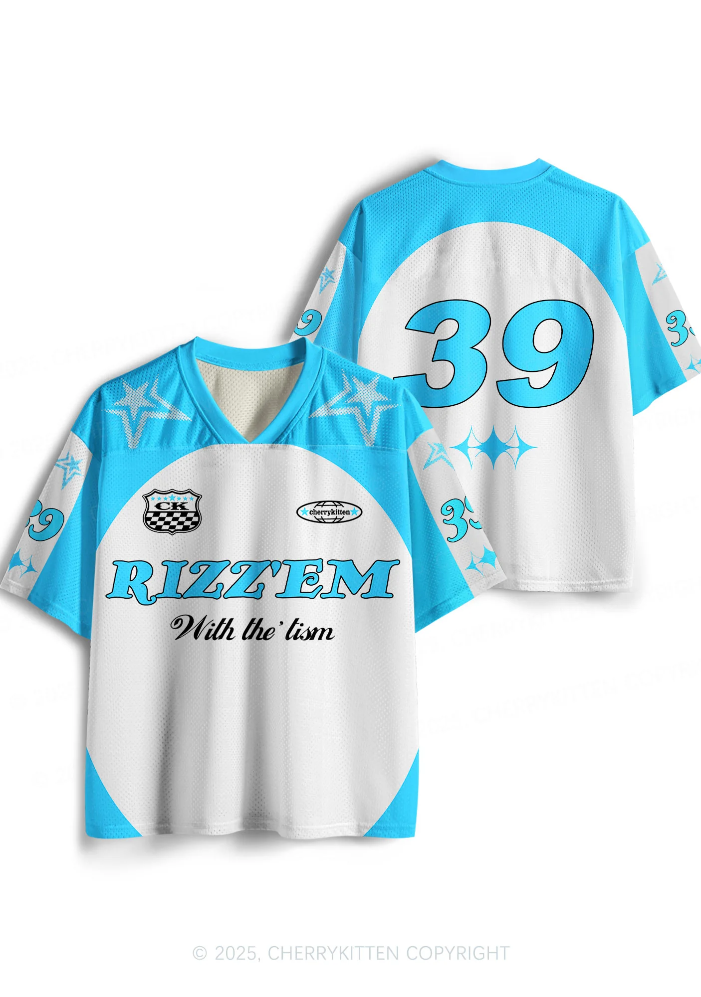 Custom Blue Rizz Em Tism Y2K Sport Jersey Shirts Cherrykitten - Image 3